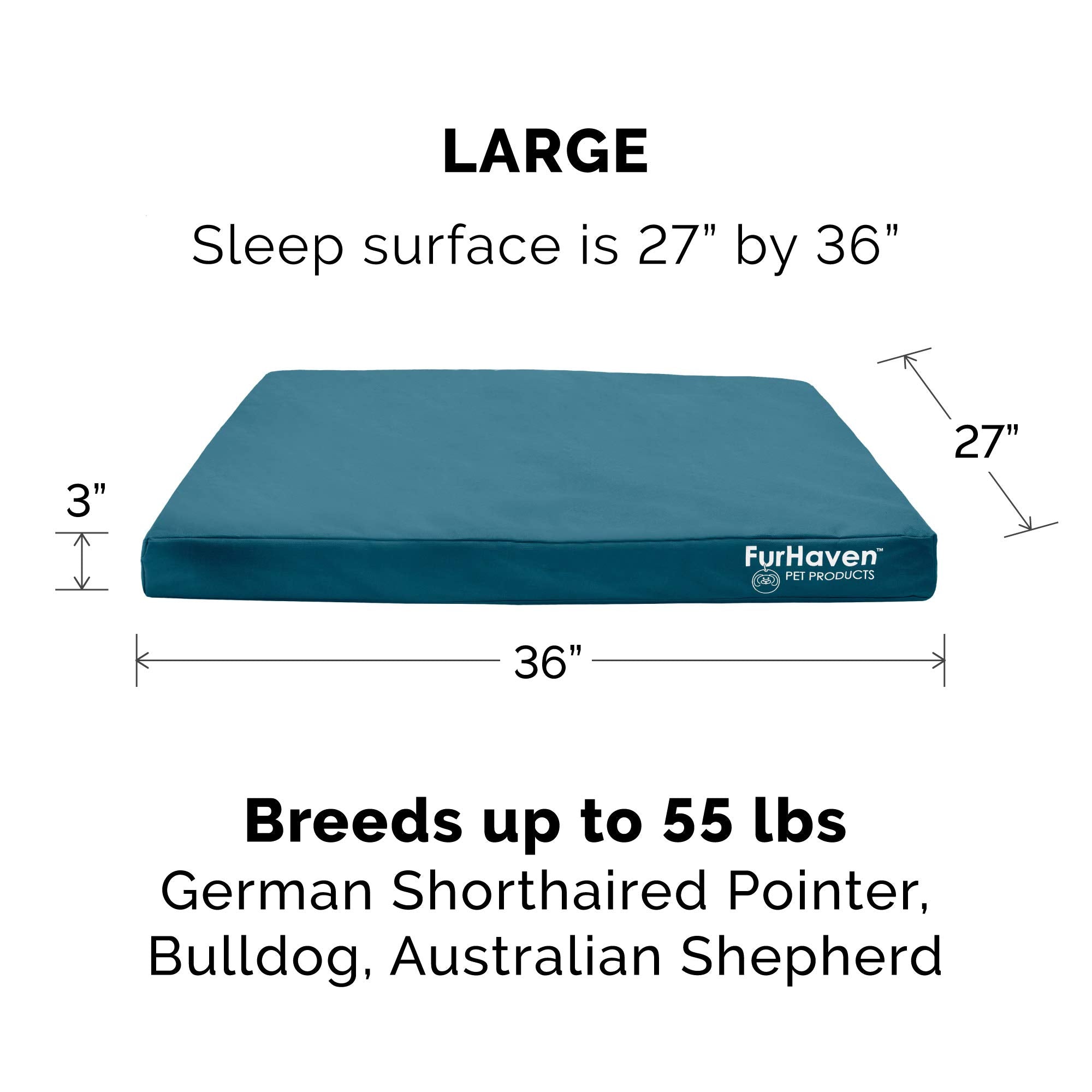 Furhaven Replacement Dog Bed Cover Water-Resistant Indoor/Outdoor Logo Print Oxford Polycanvas Mattress, Washable - Deep Lagoon,