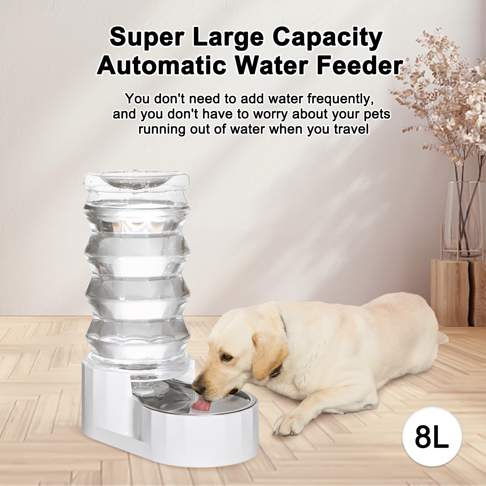 Rizzari Automatic Pet Waterer,100% Bpa-Free, Gravity Stainless Steel Water Dispenser,Large Capacity Water Feeder For Cats And Small And Medium-Sized Dogs (8L)