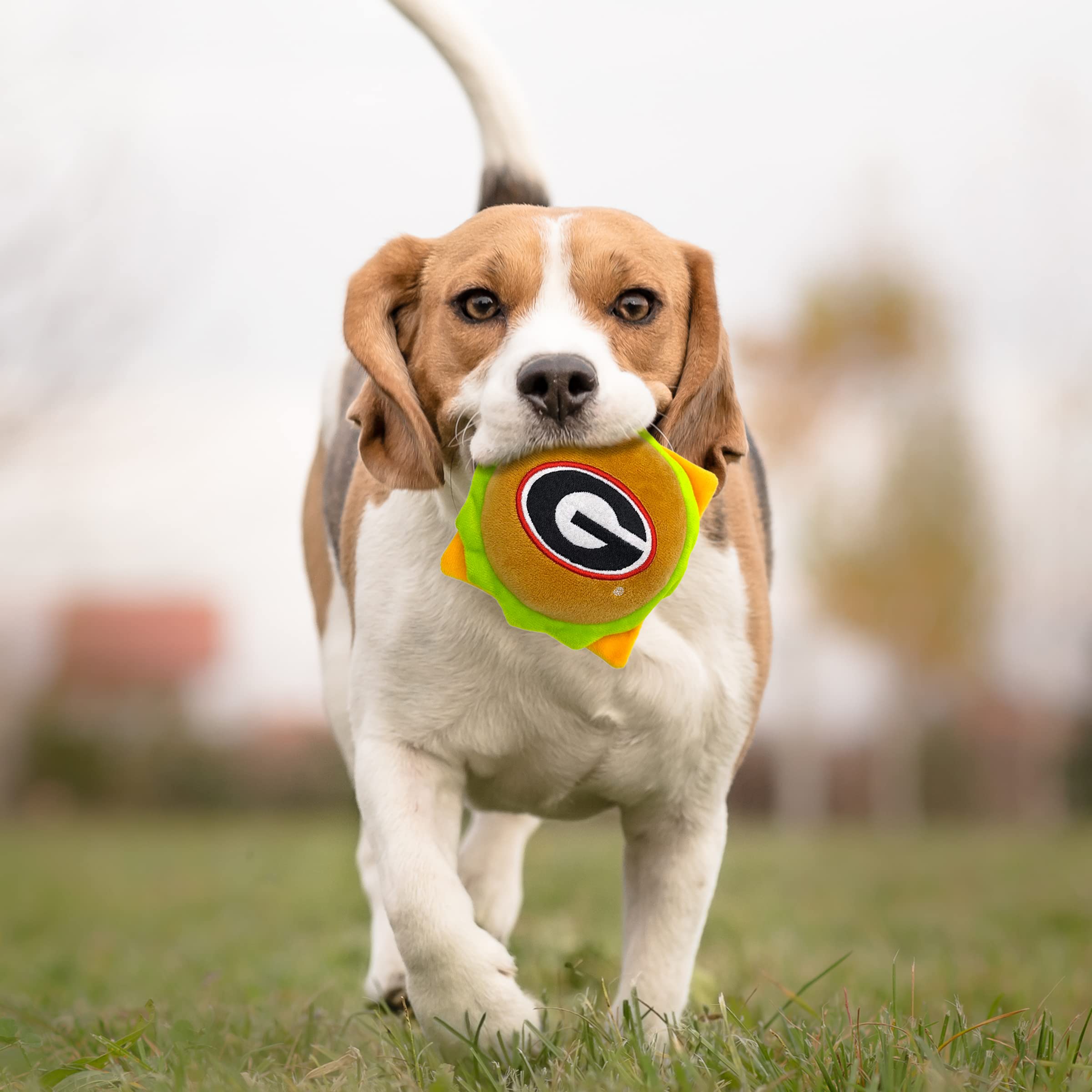 Pets First Ncaa Georgia Bulldogs Cheeseburger Plush Dog & Cat Squeak Toy- Cutest Stadium Hamburger Snack Plush Toy For Dogs & Ca