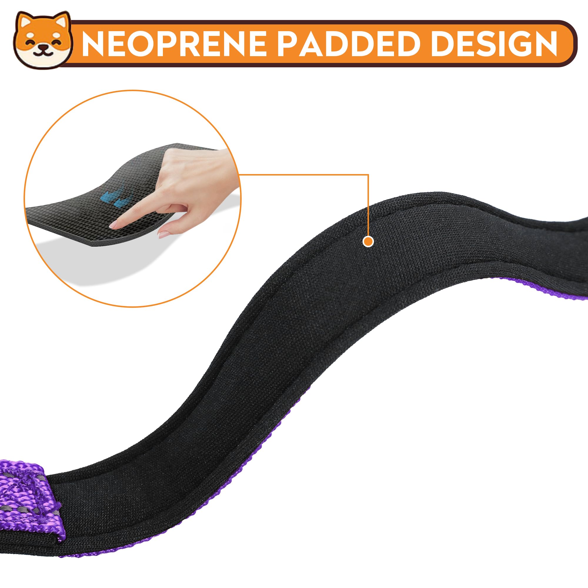 Pwod Reflective Dog Collar, Adjustable Soft Neoprene Padded Nylon Pet Collars With Buckle For Small Dogs, Purple,S