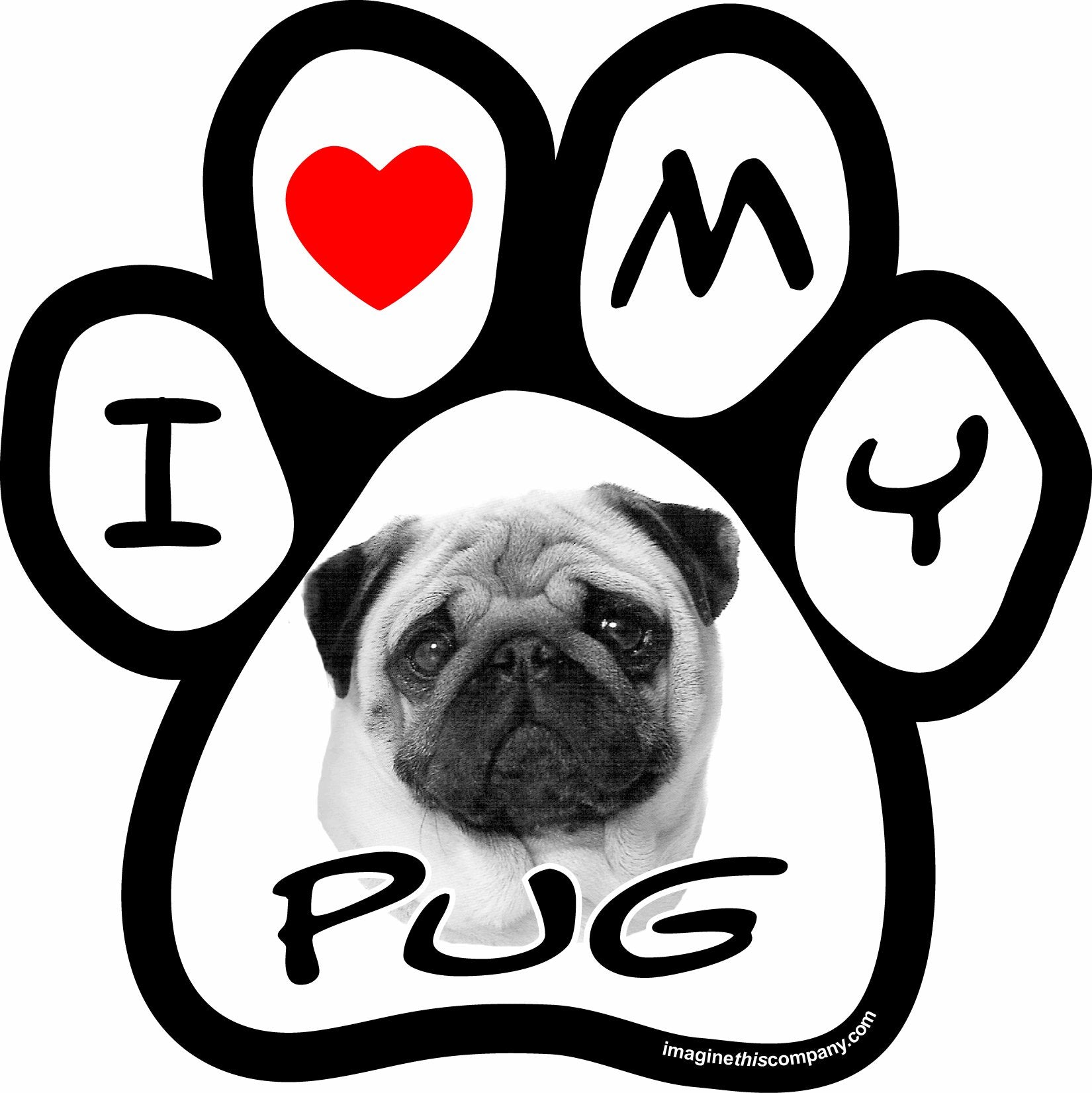 Imagine This 5-1/2-Inch By 5-1/2-Inch Car Magnet Picture Paw, Pug