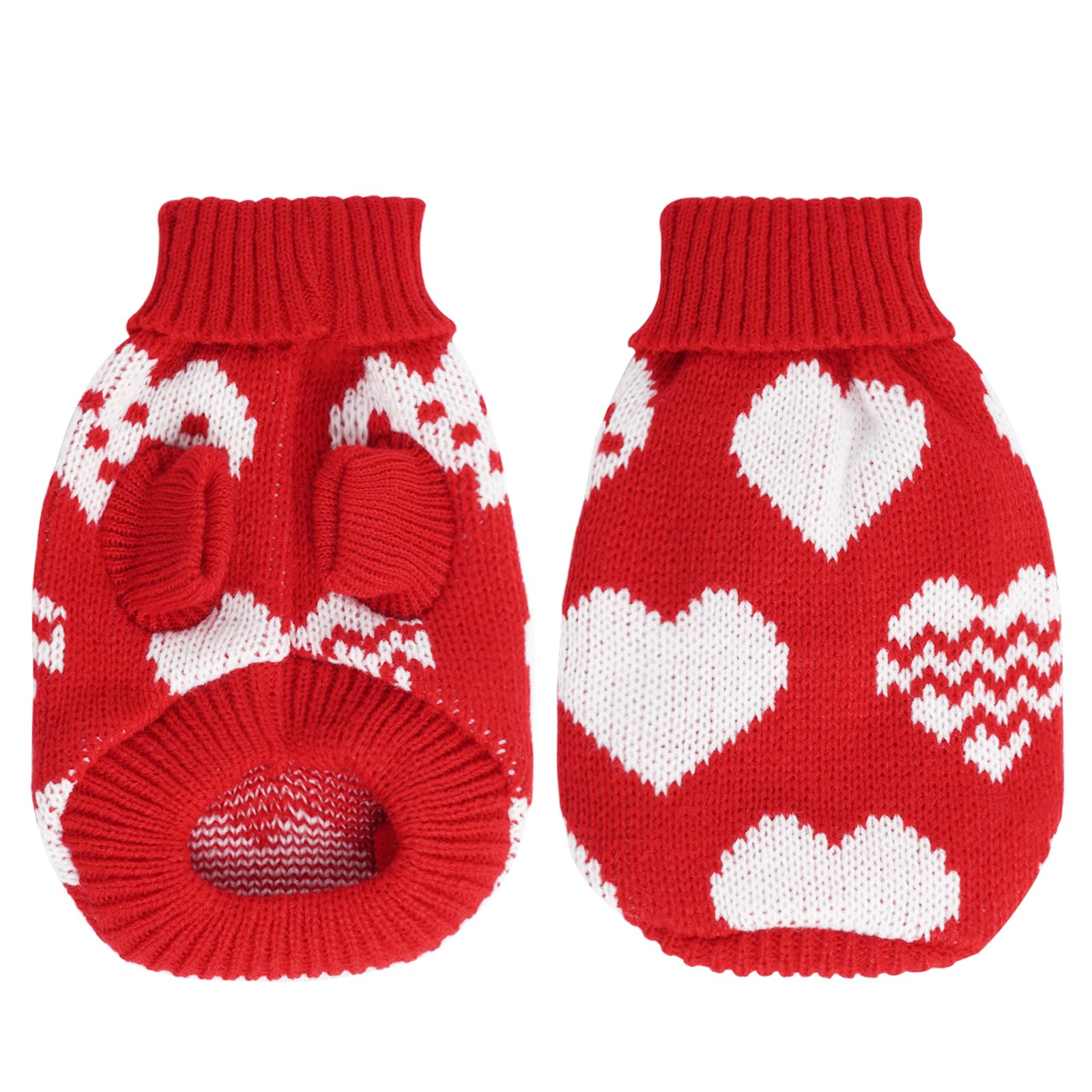 Tongcloud Dog Knitted Sweater Heart Puppy Sweater Dog Sweaters Holiday Clothes Or Dog Cat Pet Costume