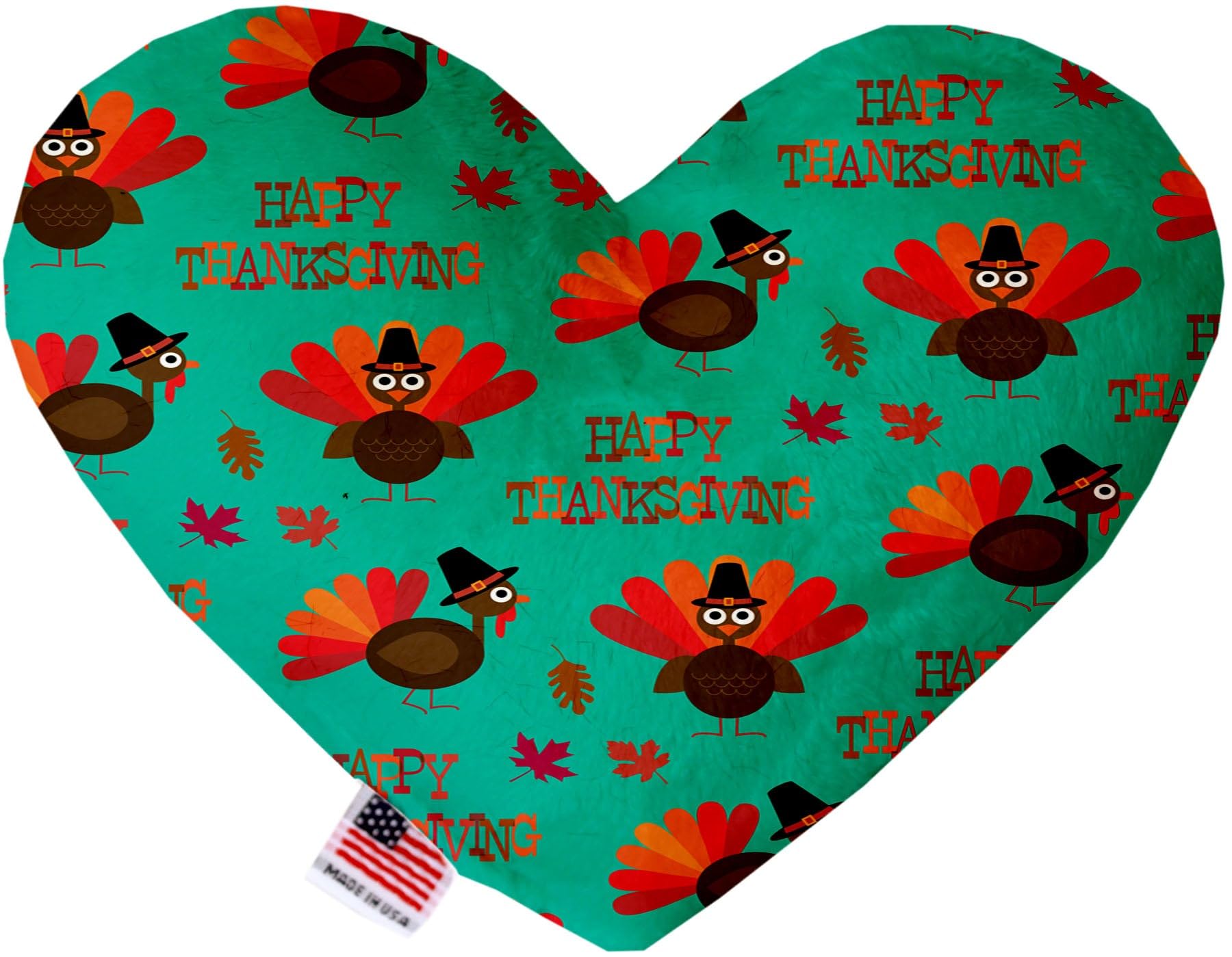 Pet and Dog Plush Heart or Bone Toy, &quot;Fall Harvest Group&quot; (Available in different sizes, and 12 different pattern options!) Happy Thanksgiving 6&quot; Plush Heart