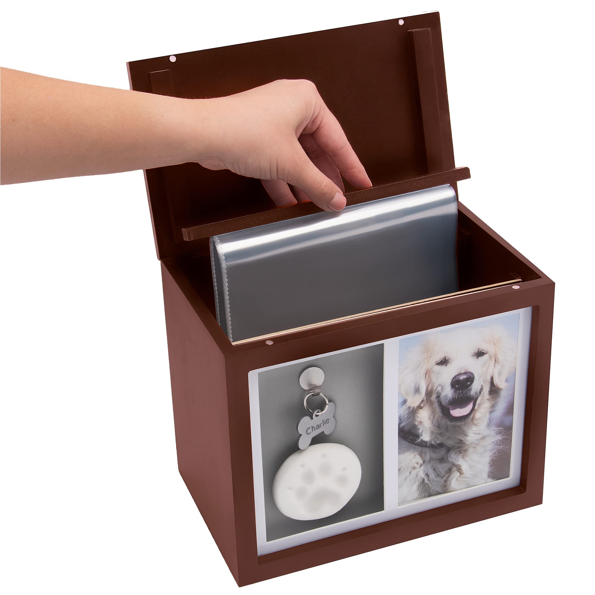 Chasing Tails Pet Urns For Dogs Ashes Keepsake - Memorial Dog Urns For Ashes Personalized, Cat Urns For Ashes, Pet Urns For Dogs Ashes Small - Includes Pet Paw Print Kit, Picture Frame And Photo Book