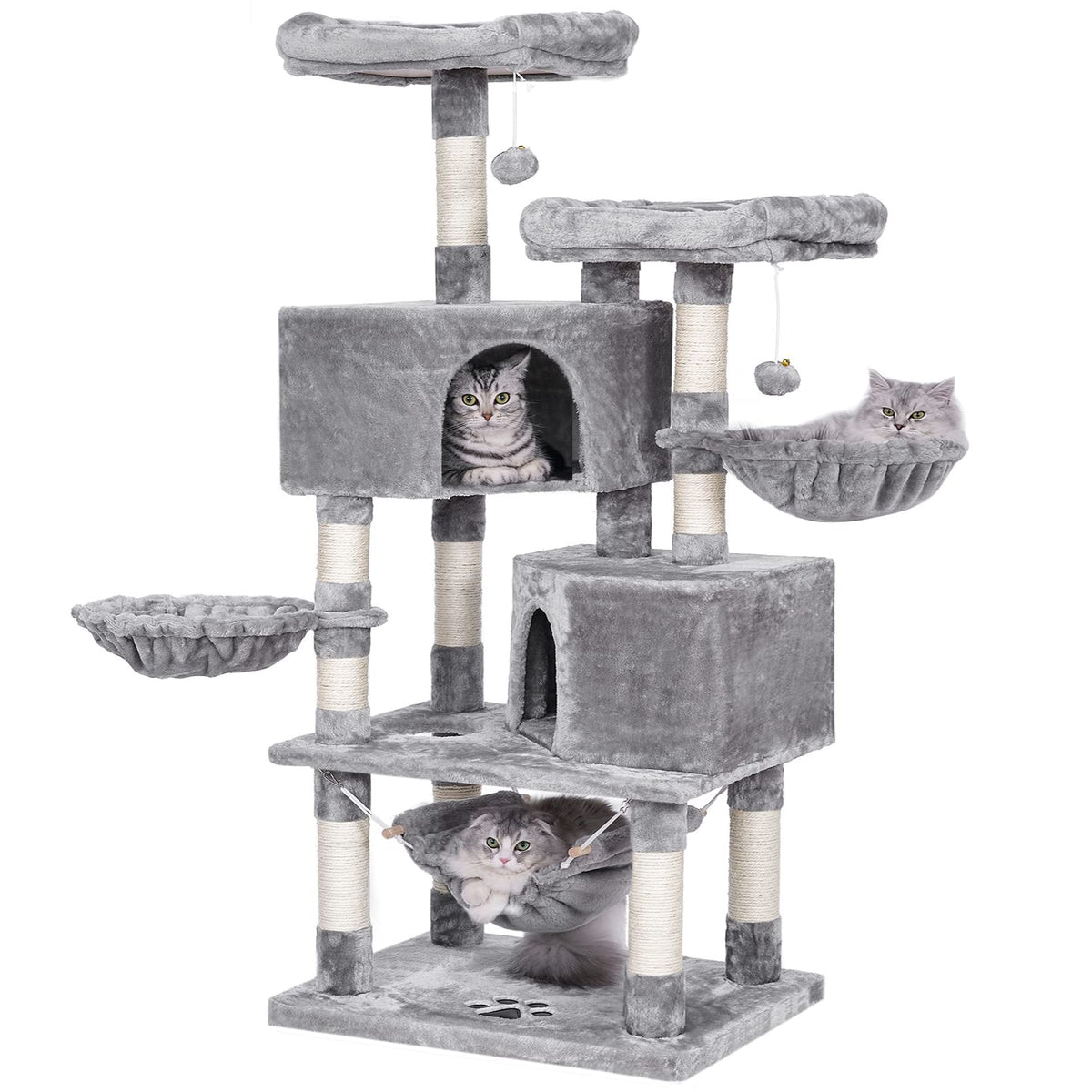 Bewishome Multi-Level Cat Tree For Indoor Cats Large Cat Tower Cat Condo With Sisal Scratching Posts, Perches, Houses, Hammock And Baskets, Furniture Kitty Activity Center Kitten Play House Mmj05G