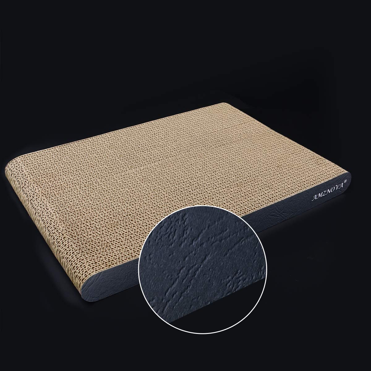 Cat Scratching Pad, Cat Scratcher Cardboard, Scratch Lounge With Catnip, Wide, Textured Black(Upgraded)