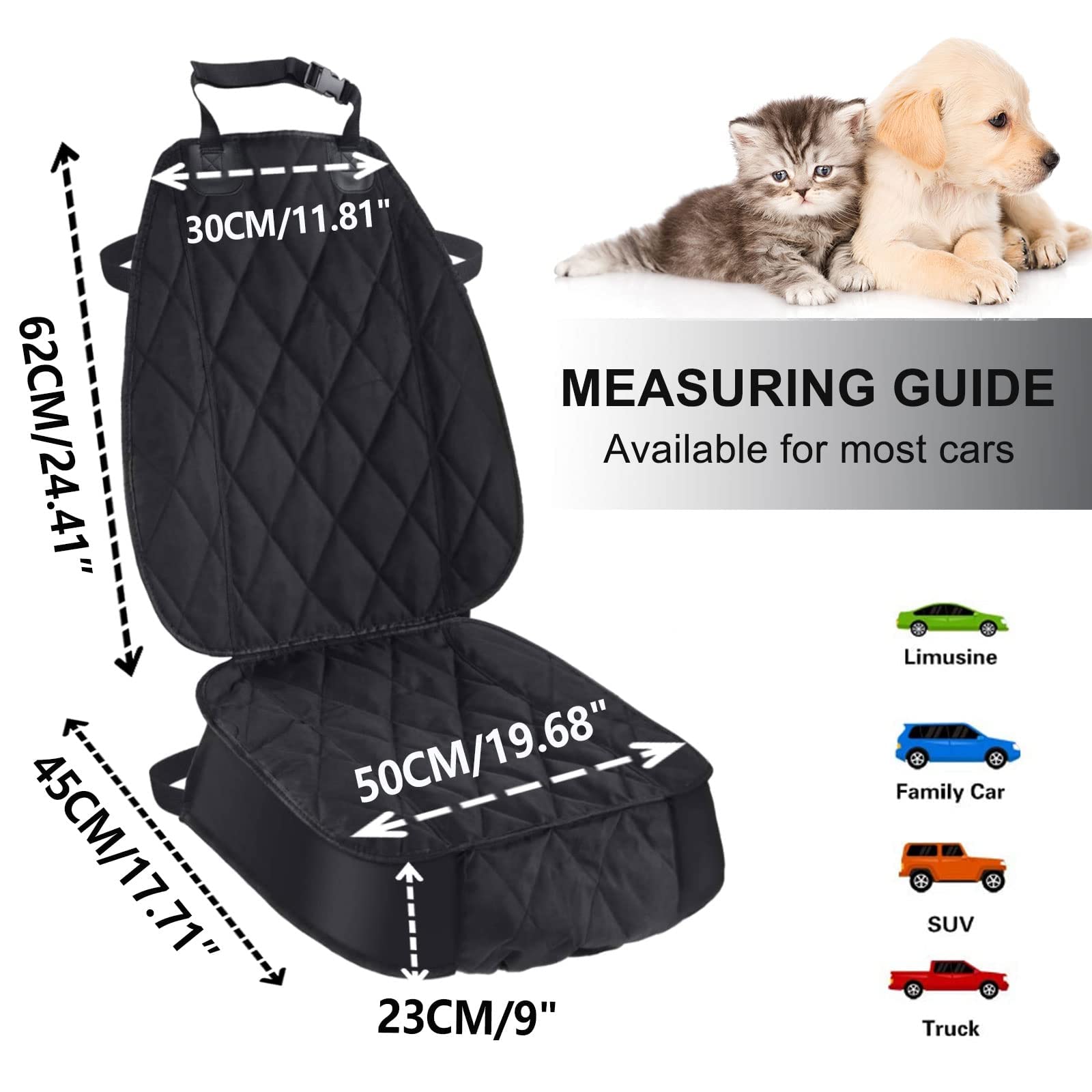 AsFrost Dog Seat Cover Cars Trucks SUVs, Thick 600D Waterproof Pet Car Seat Cover Dog, Heavy Duty & Wear-Resistant Durable Nonsl