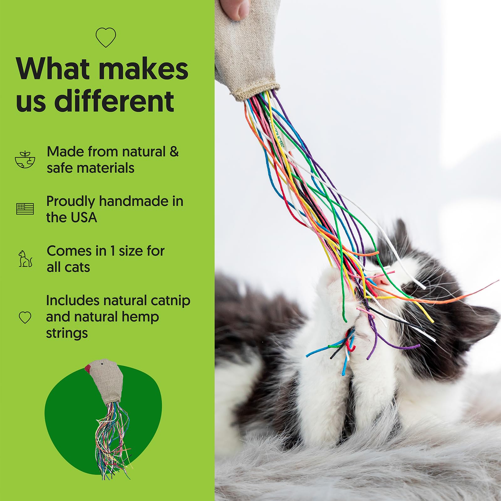 Honest Pet Products Eco Kitty Bird Is A Truly Natural And Safe Toy For Your Kitty. Filled With Organic Catnip, Enticing Rattle A