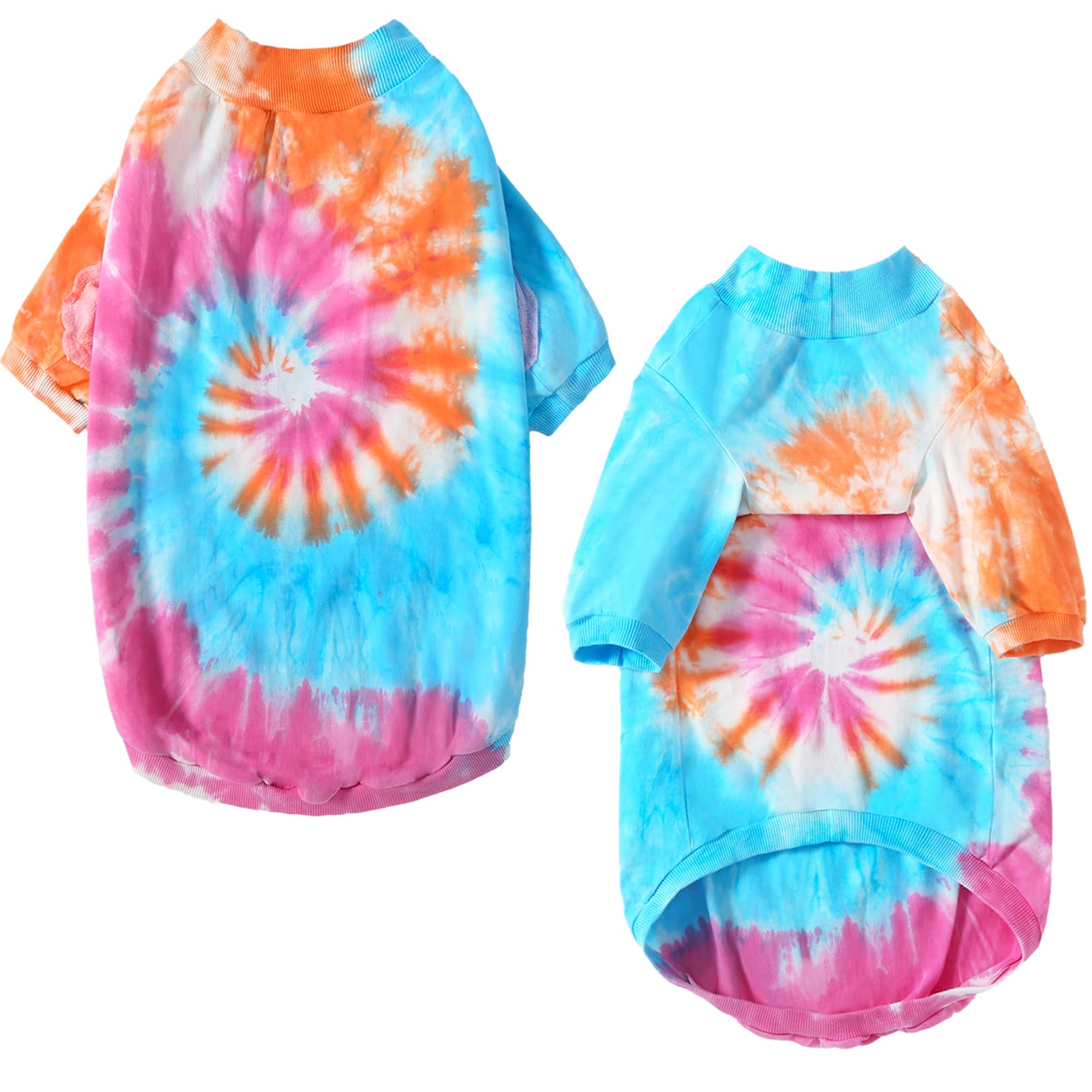 PriPre Dog Cotton Colorful Pink Orange T-Shirts Soft and Stretchy Dog Shirt Pajamas Pets Clothes for Large Dogs(Large PinkOrange