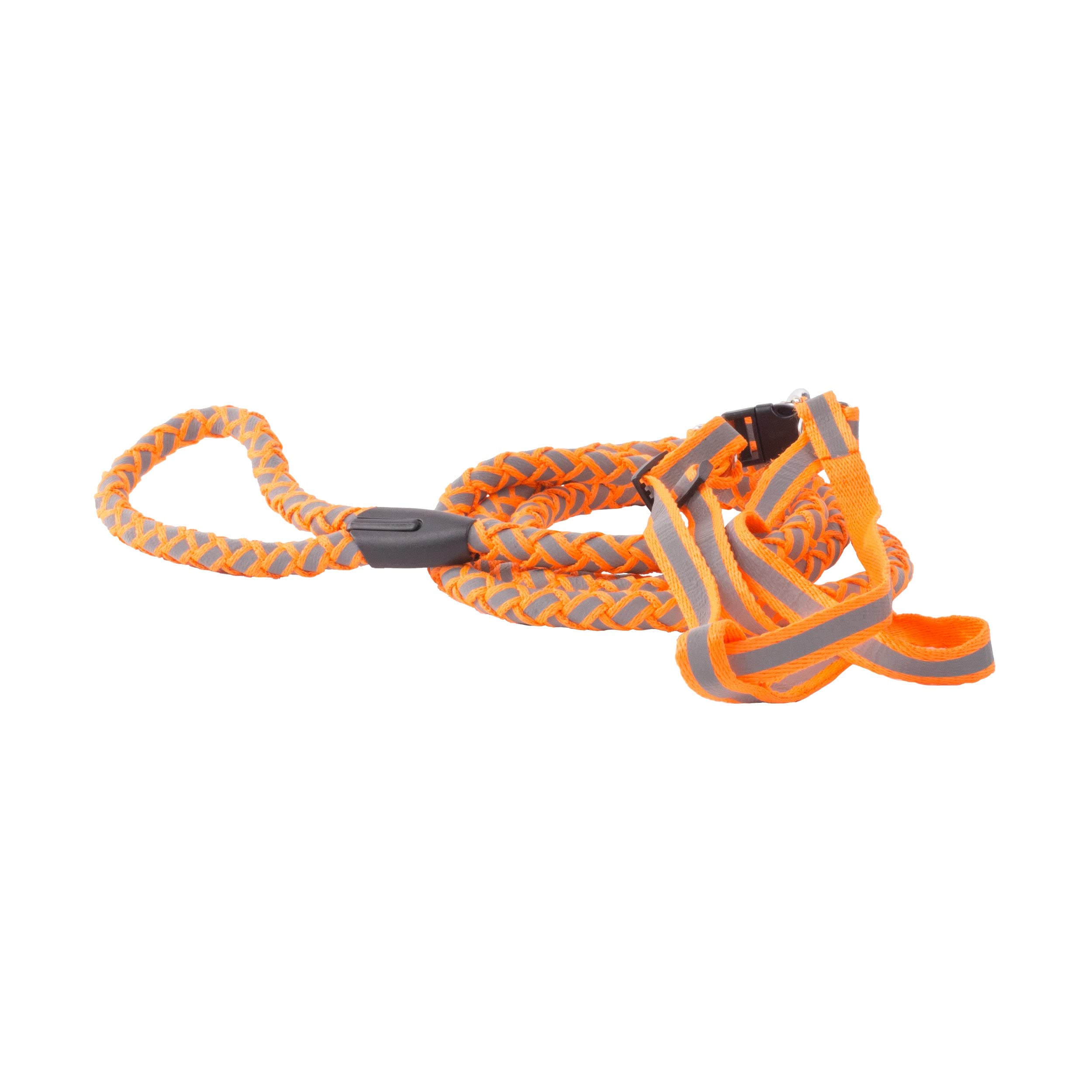 Pet Life  Durable 3M Reflective 2-in-1 Extra Long Pet Leash and Adjustable Dog Harness - Features Thick-Grade Interlocked Reflec