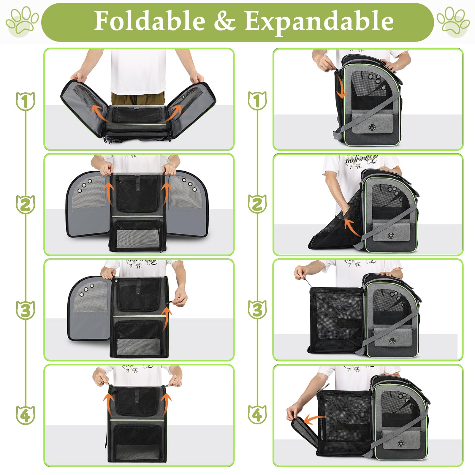 Cat Carrier Backpack, Large Cat Backpack Carrier Soft, Expandable Airline Approved Cat Carrier For Small Dogs Puppies Medium Cat