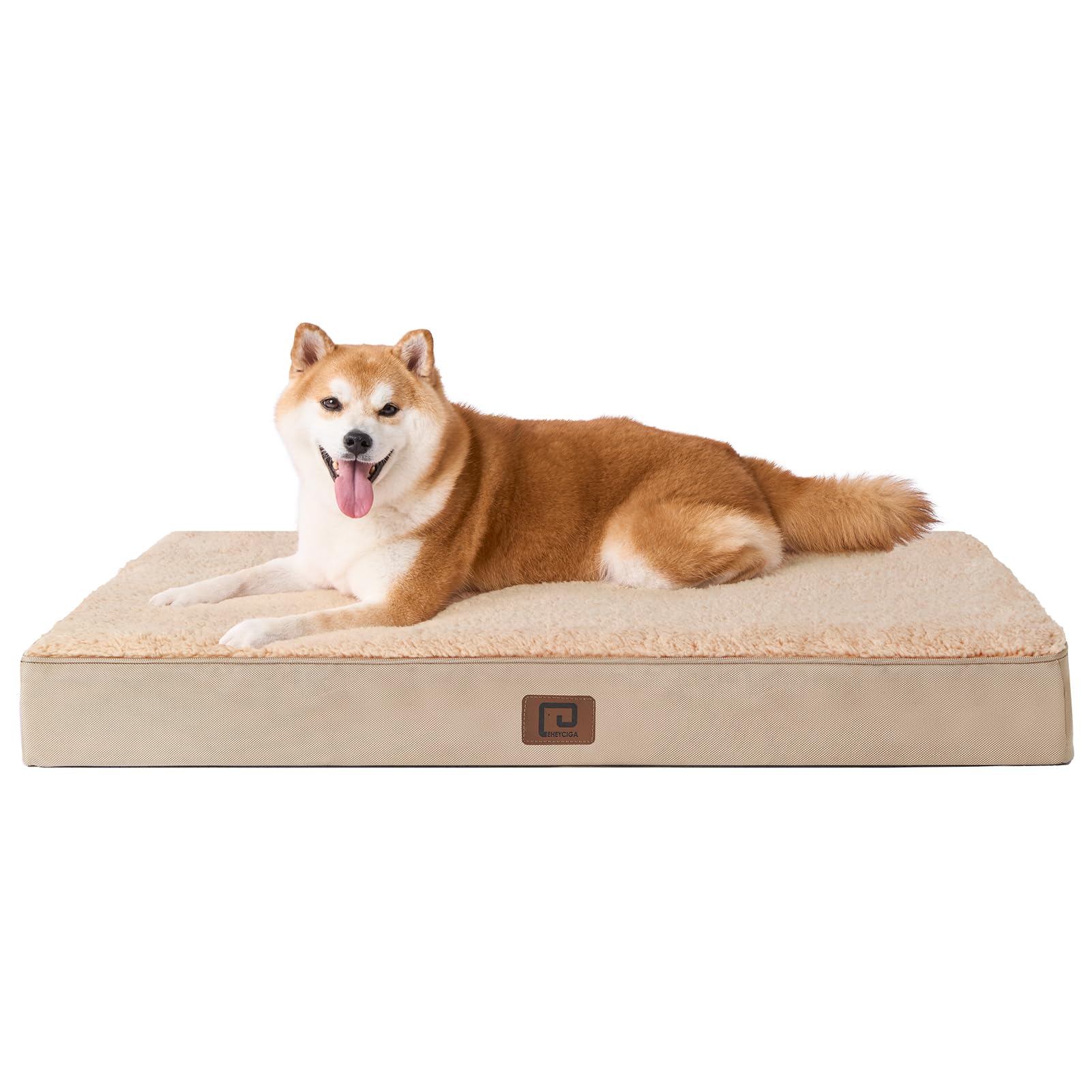 Eheyciga Orthopedic Dog Beds For Large Dogs With Removable Washable Cover, Khaki, 36X27