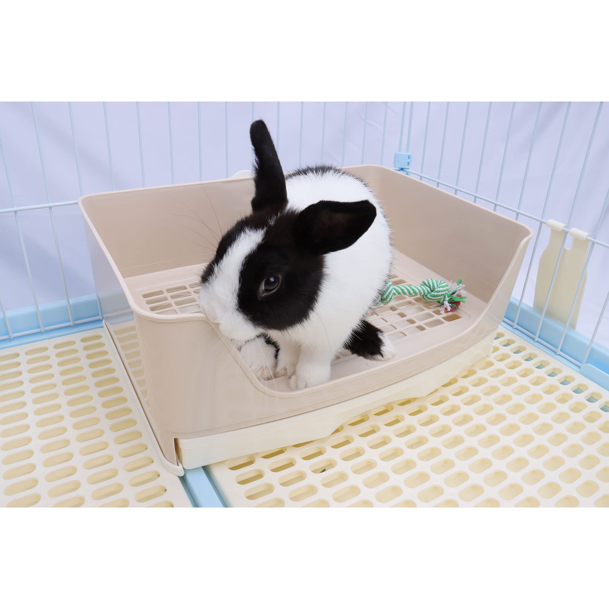 Rubyhome Oversize Rabbit Litter Box With Drawer, Corner Toilet Box With Grate Potty Trainer, Bigger Pet Pan For Adult Guinea Pig