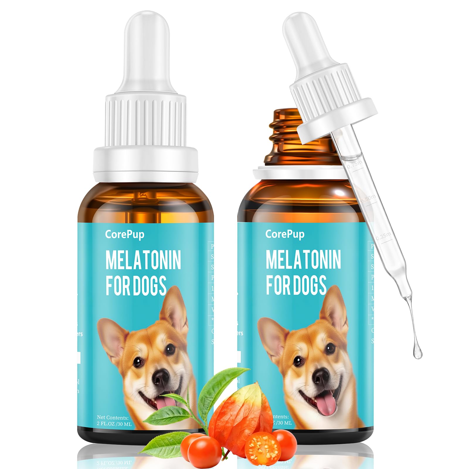 2pack Liquid Melatonin for Dogs,Dog Sleep Aid-Anxiety Relief for Dogs, Stress, Calming, Relaxation & Sleep Support,Dog Melatonin