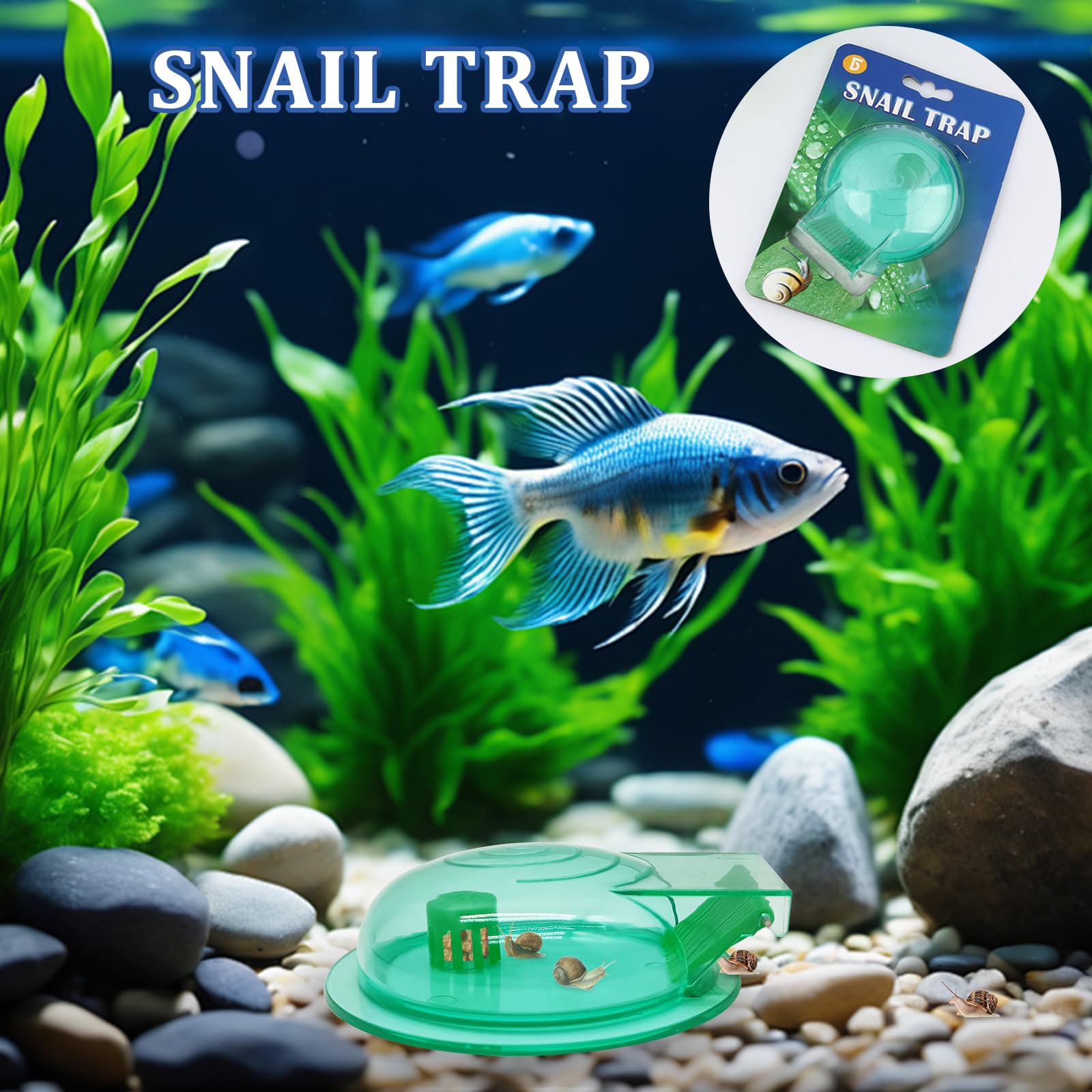 FUATY Aquarium Snail Trap, Plastic Snail Catcher for Freshwater Fish Tank Green Snail Catch Box Snail Removal Supplies Aquarium