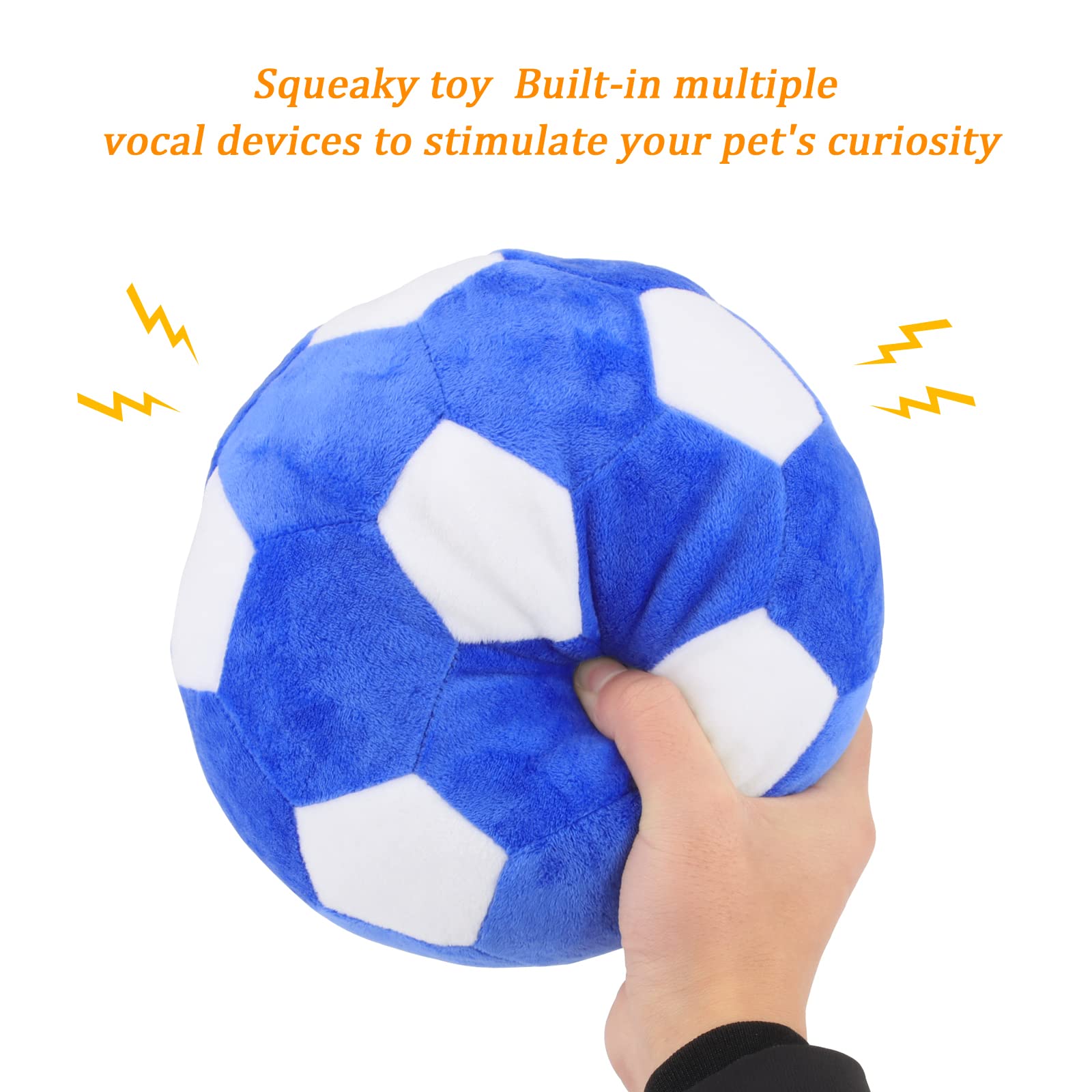 Piang Gouer Interactive Dog Toys Soccer Ball,Plush Squeaky Dog Toys Ball,Dog Puzzle Toys Football Indoor Outdoor Jolly Ball For