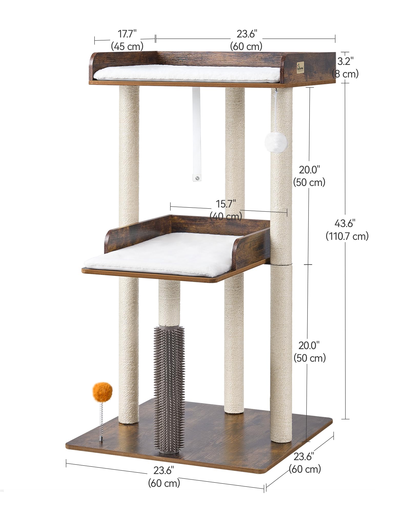 Fourfurpets 43.7'' Cat Tree, Modern Cat Tree Tower, Cat Tower For Indoor Cats Large Adult, Big Cat Tree With Scratching Post, Wo