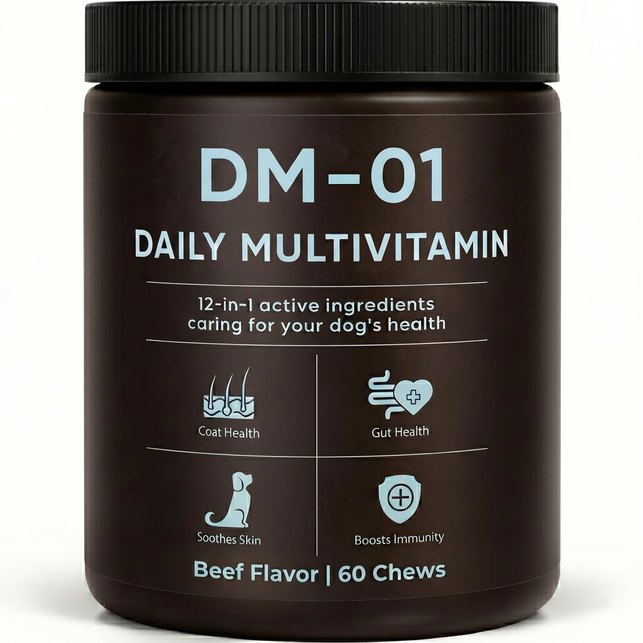 DM-01 Daily Multivitamin, Multivitamin Itch Relief Chews for Dog, with Folic Acid, Salmon Oil, Chondroitin & Natural Vitamins, S