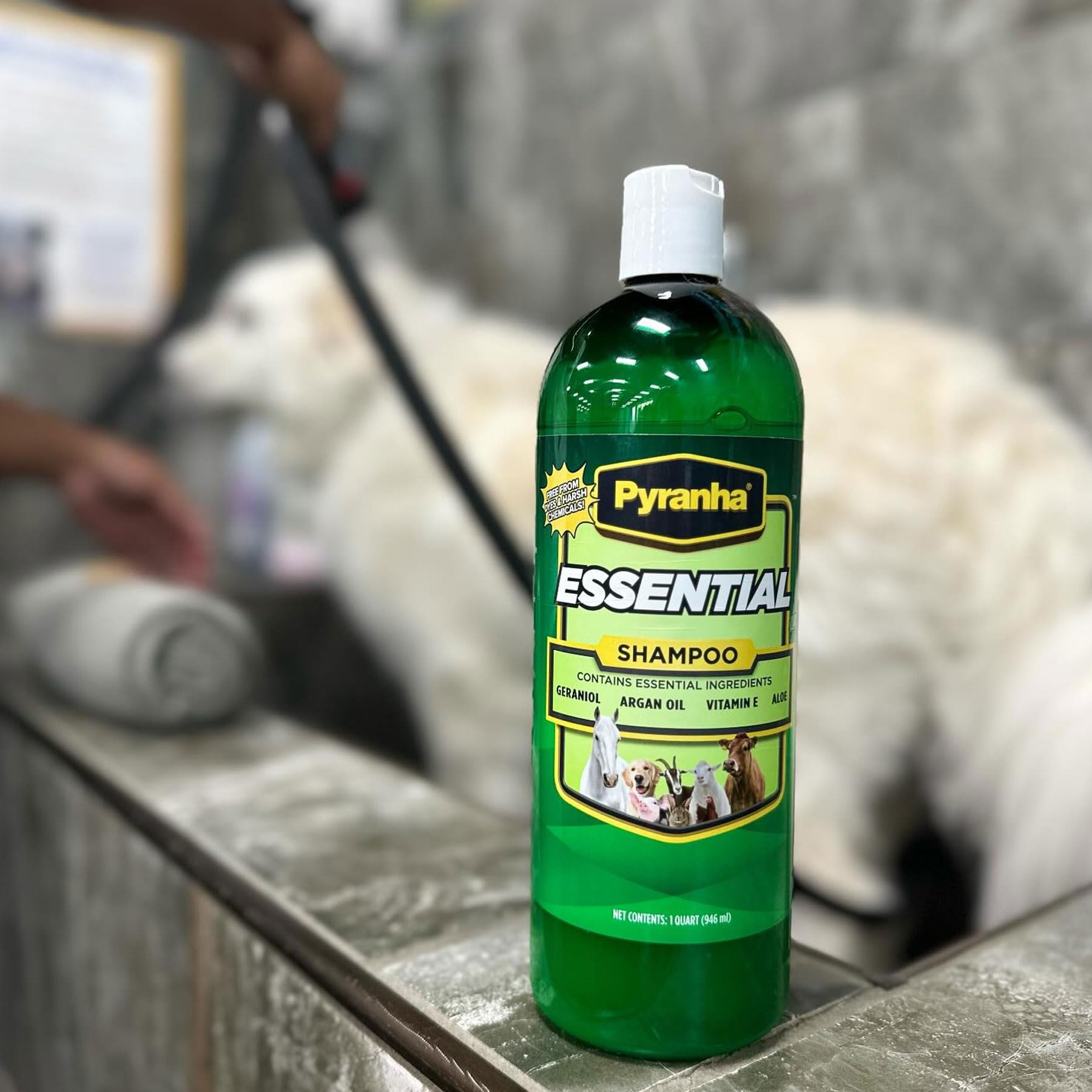 PYRANHA Essential Shampoo - Cleaning Refreshing Product for Horse, Dog, Cat & Show Animals with Coconut & Argan Oil, Geraniol, A