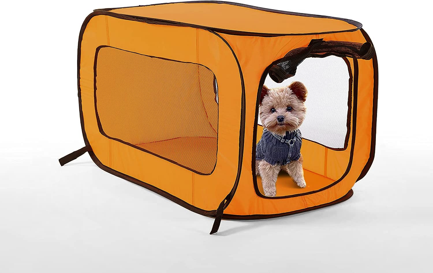 Beatrice Home Fashions Portable, Collapsible, Pop Up Kennel Travel Cat And Dog Crate, 32.5'' L X 19.5'' W X 19.5'' H, Orange