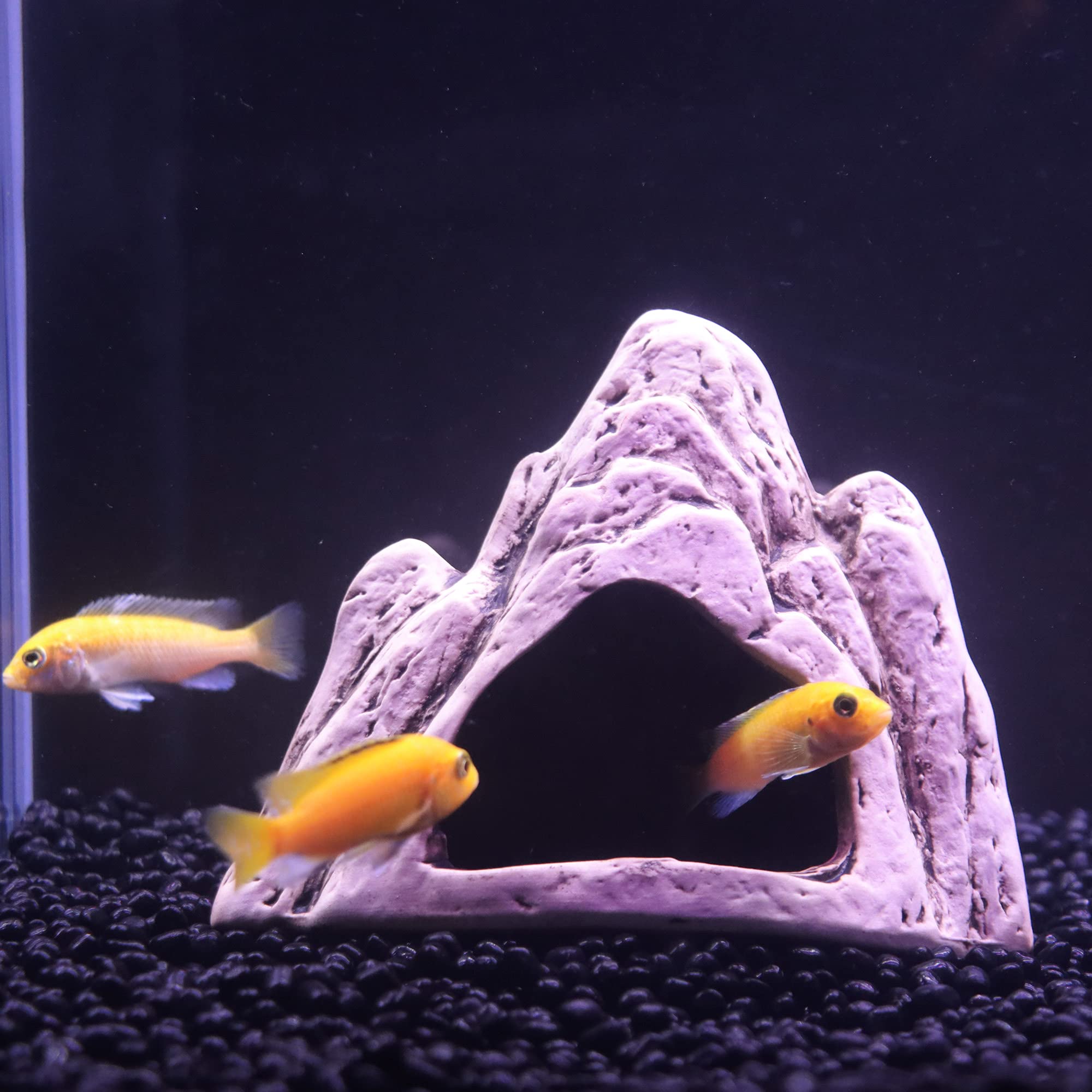 Alegi Aquarium Ceramic Decoration Mountain, Cave Rock For Cichlids, Betta Fish Tank (Mountain)