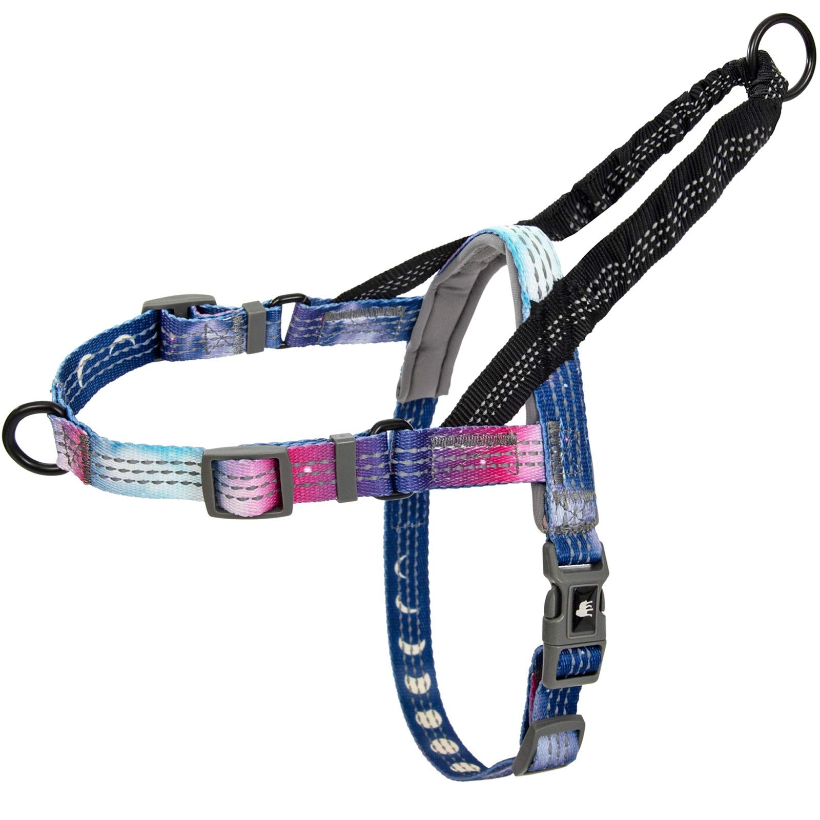 Leashboss No Pull Dog Harness, Easy Walk For Small, Medium, And Large Pets, Reflective With Rear And Front Clip Attachment (Space Pattern, Medium)
