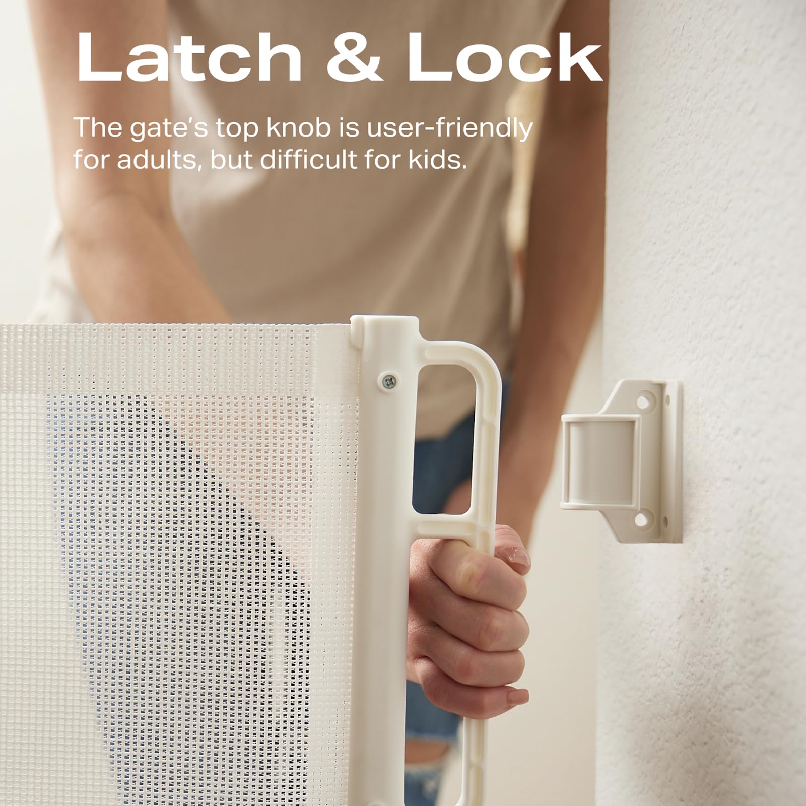 Cumbor 76' Wide Long Retractable Baby Gates For Stairs, Mesh Dog Gate For The House, 34' Tall Extra Wide Pet Gate For Dogs, Child Safety Gates For Doorways, Hallways, Cat Gate Indoor/Outdoor(White)