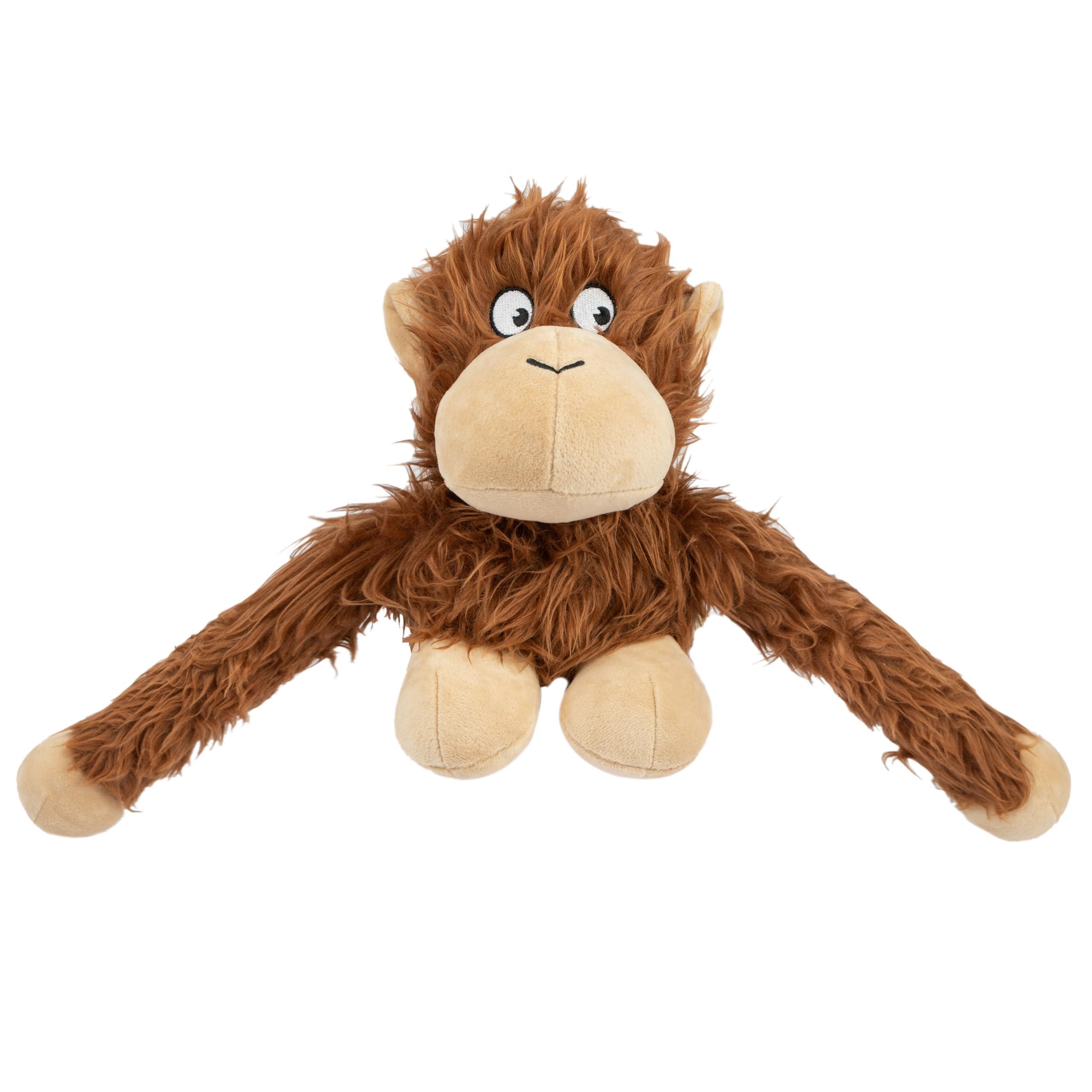 Best Pet Supplies O-Hug-Atan Interactive Squeaky Plush Toy For Small And Medium Breed Puppies Or Dogs - O-Hug-Atan (Brown)