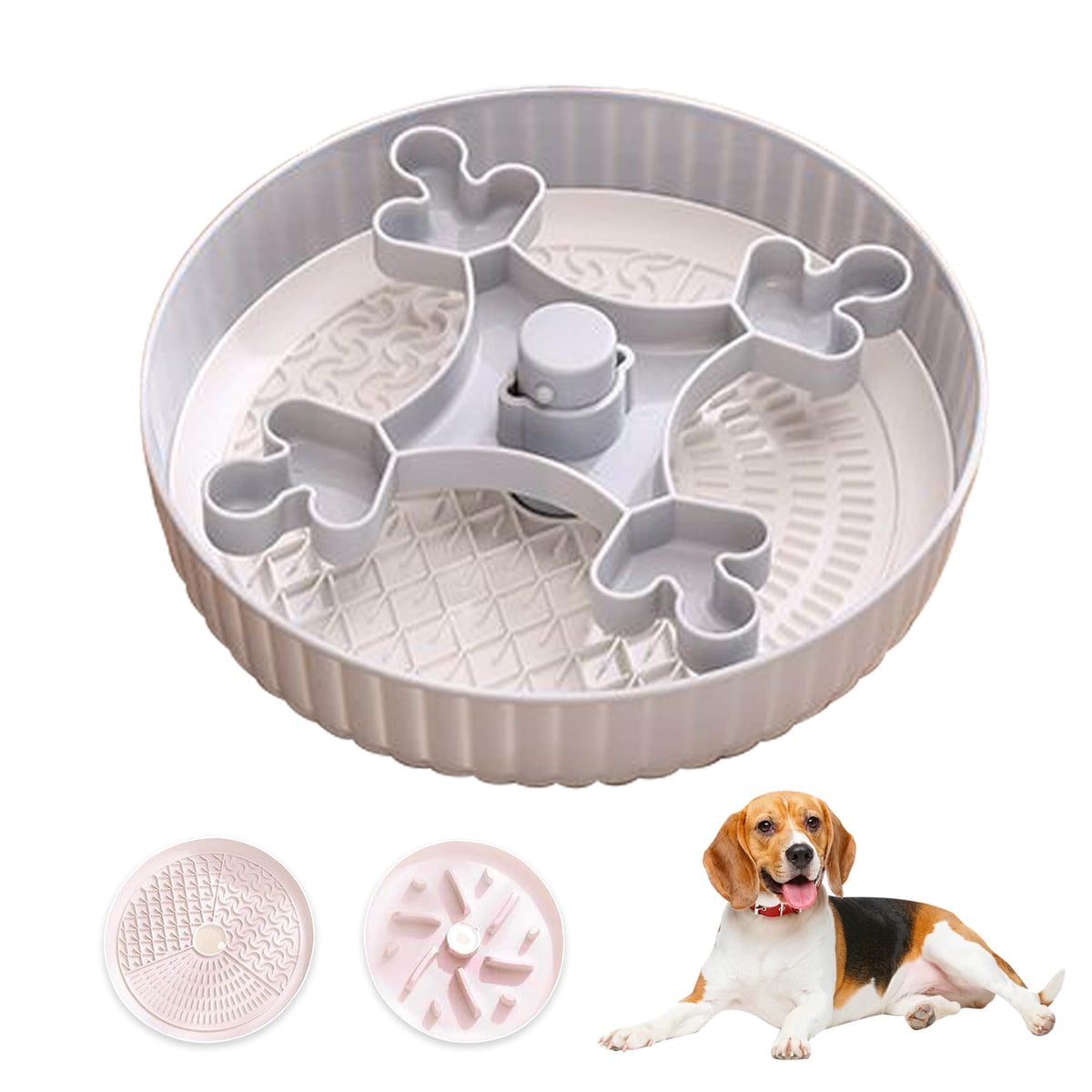 Vealind Slow Feeder Dogs Bowl For All Breed Dogs,Interactive Dog Bowl Slow Feeder With Two Feeding Mats,Dog Puzzle Bowl For Dry,