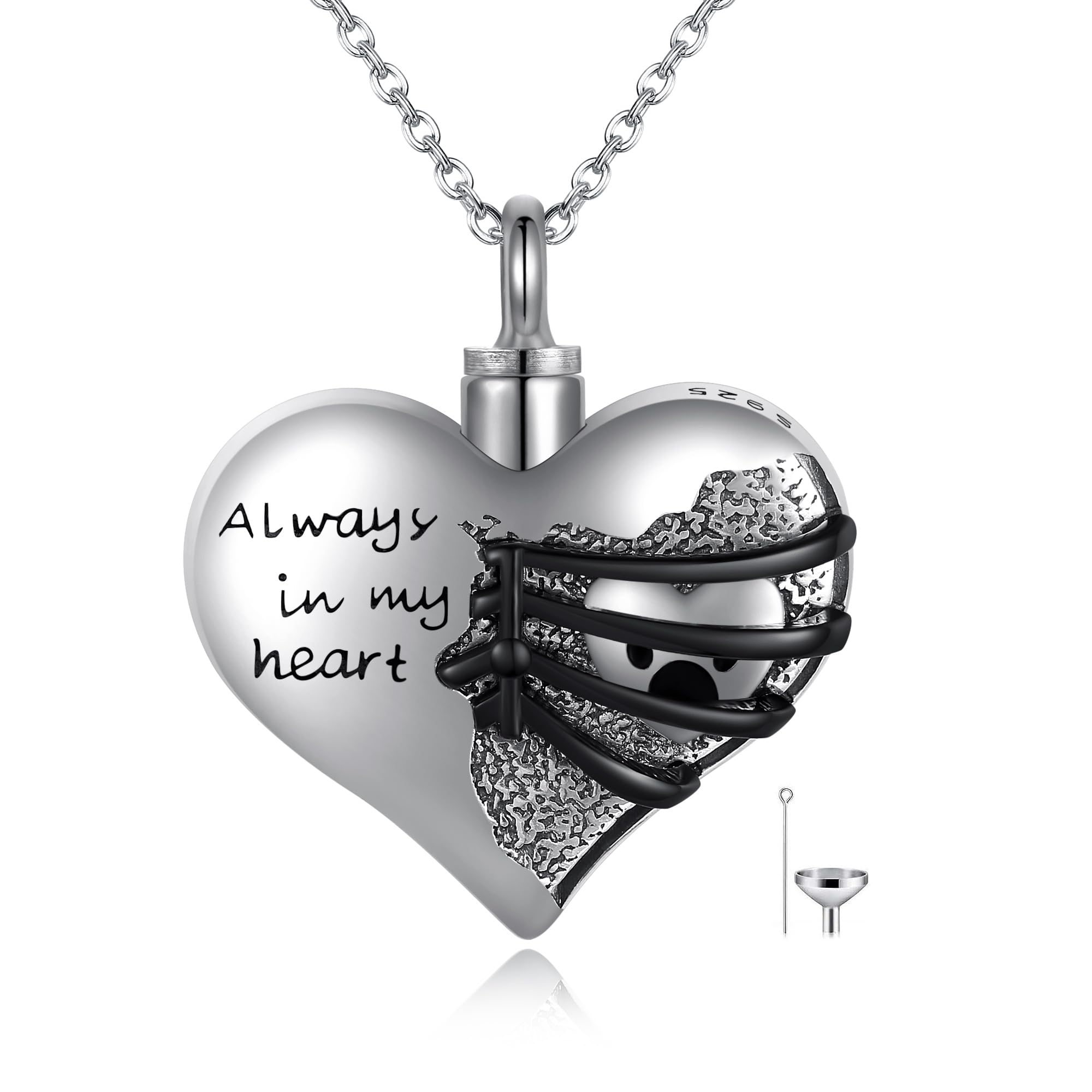 Urone Dog Urn Necklace For Ashes Sterling Silver Dog Heart Urn Pendant Necklace Memorial Gifts Keepsake Memory Cremation Jewelry