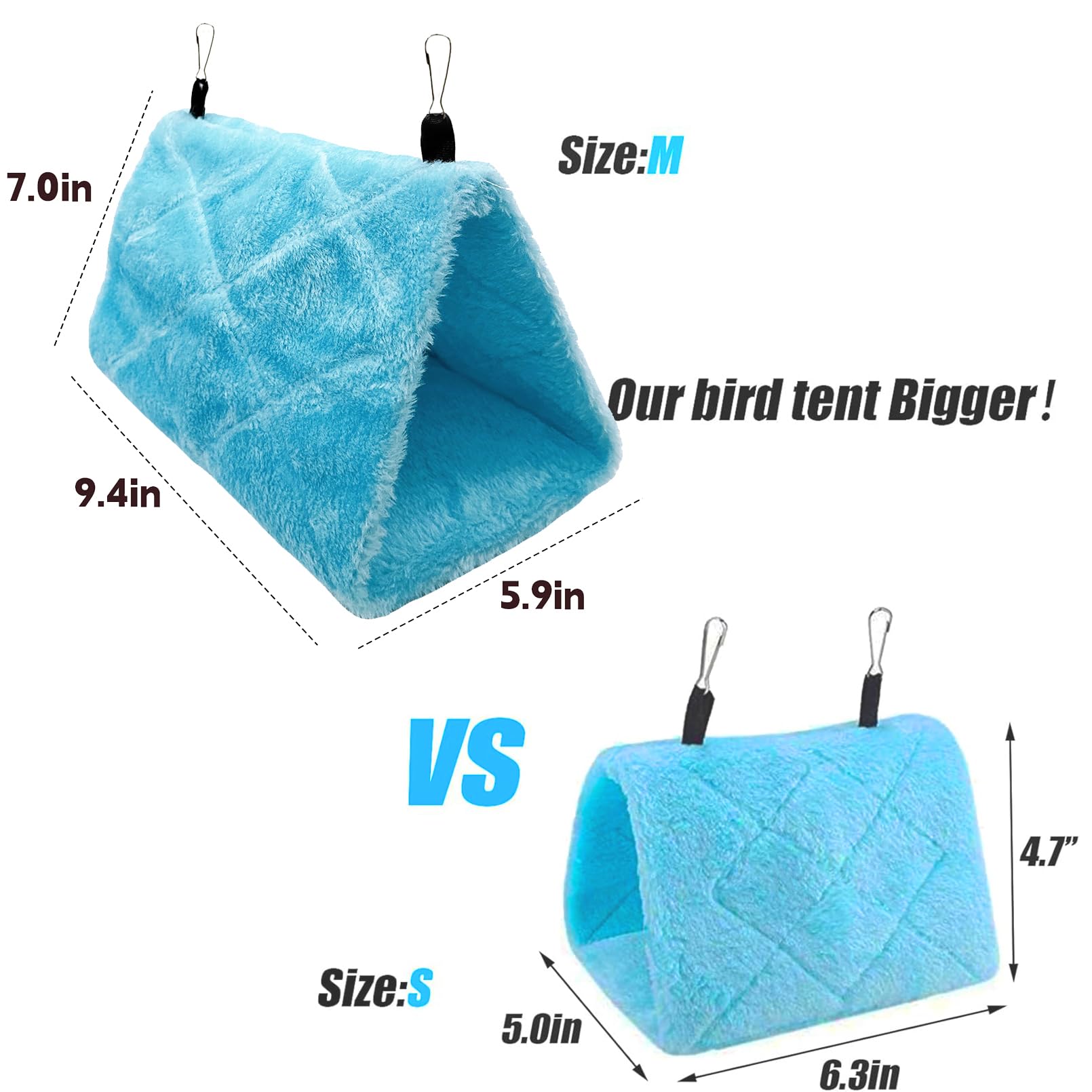 2Pcs Bird Tent Plush Hammock Warm Hut Hanging Nest For Cage 9.4''X5.9''X7.0'' Snuggle Sleeping Bed Parrot Hideaway Cave For Eclectus Parakeet Cockatiels Cockatoo Lovebird