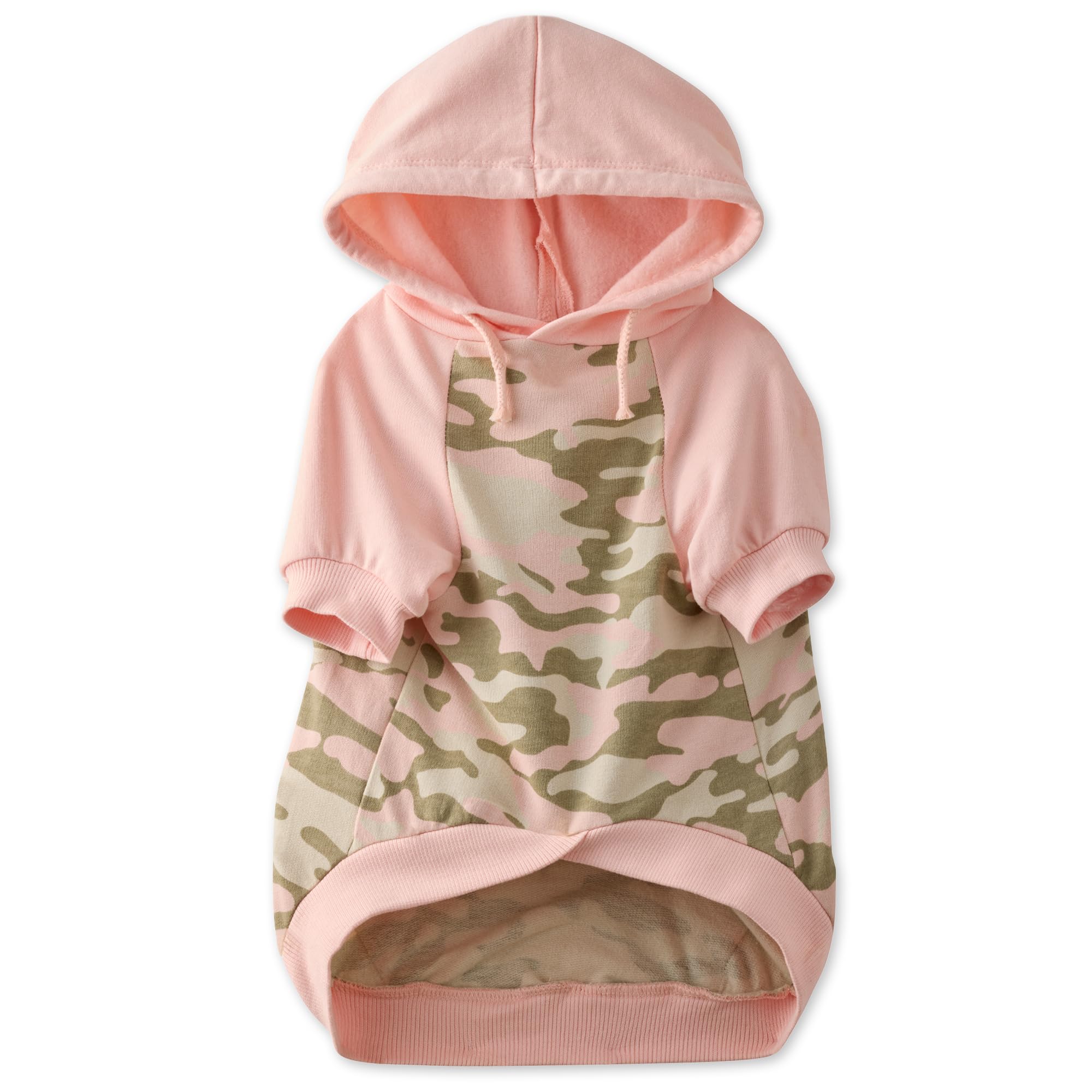 Pet Passion 100% Organic Cotton Dog Hoodie Pet Coat for Small, Medium and Large Dogs, Half Camo - Pink, X-Small