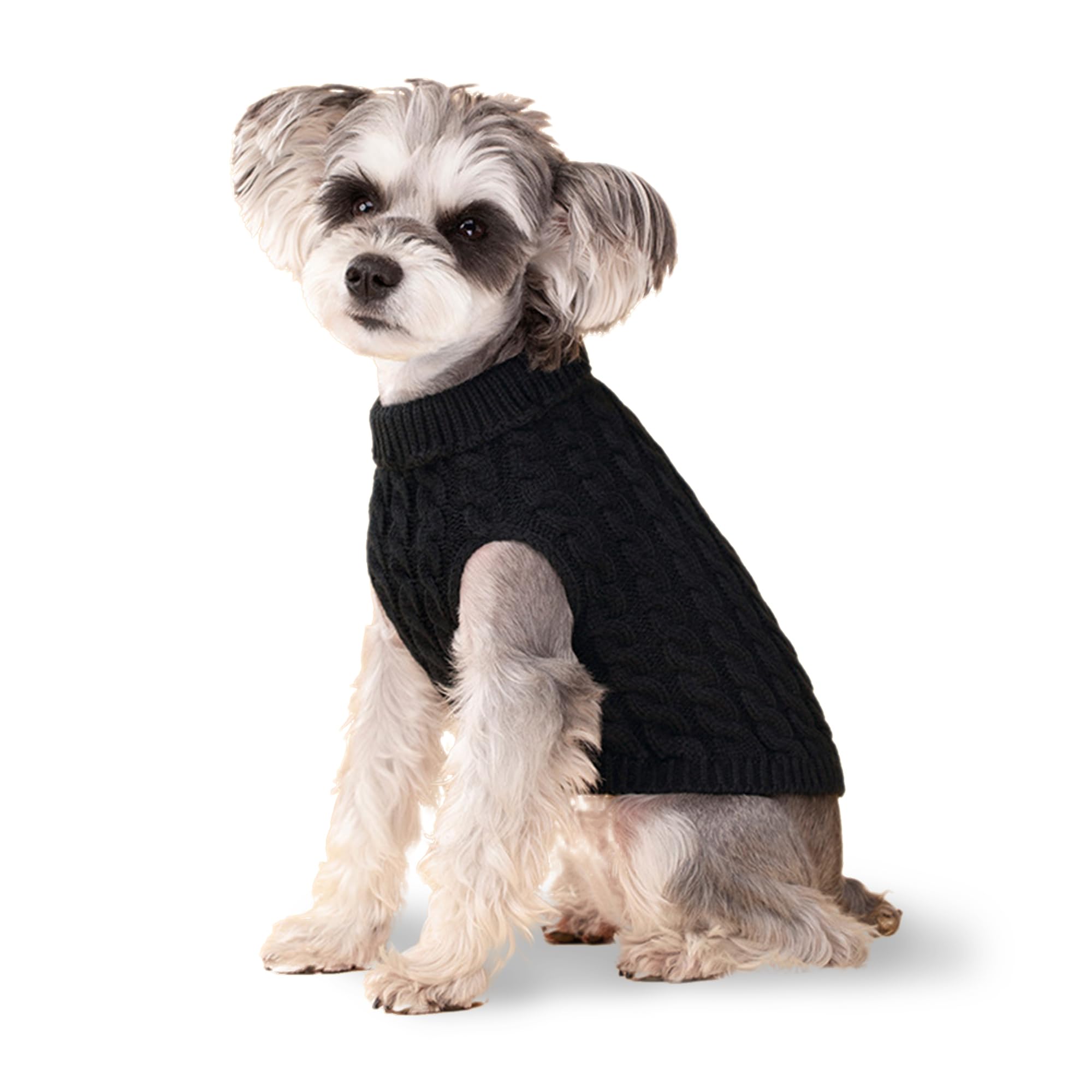 Dog Sweater, Black XS Dog Pullover Sweater, Turtleneck Knitwear, Dog Outfits for Small Dogs and Medium Dogs, Warm Clothes for Bu