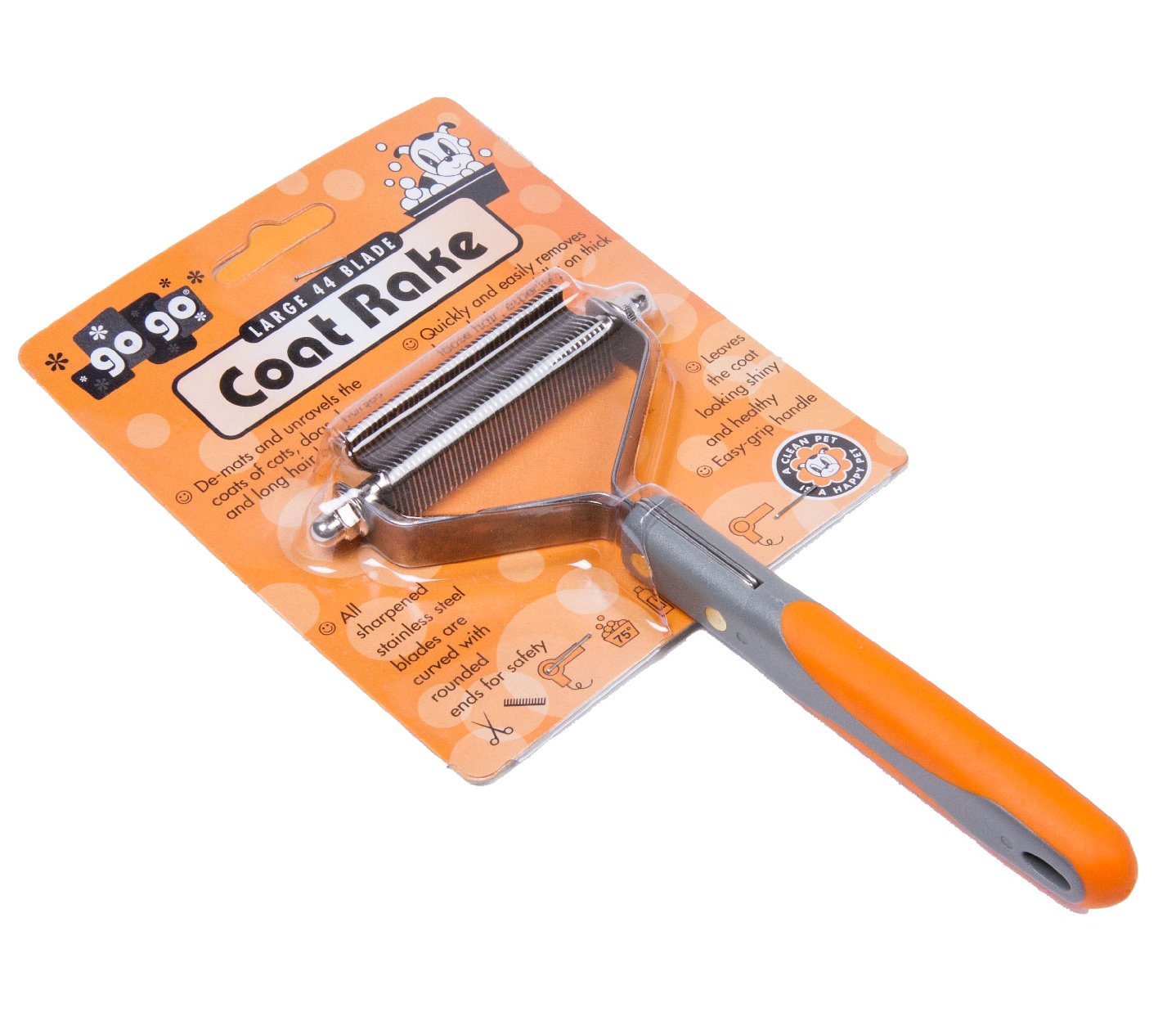 Gogo Pet Products 44-Blade Super Deshedder Coat Rake Pet Grooming Tool, Large