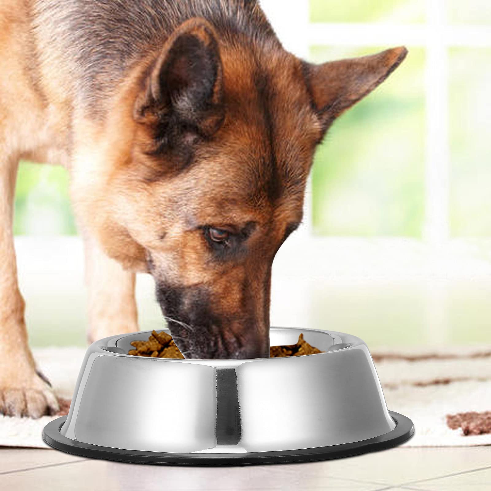 Mutsutaz 2 Pack Stainless Steel Dog Bowls with Rubber Bottom, Non Skid Non Spill Heavy Duty Premium Quality Pets Feeder Bowls fo