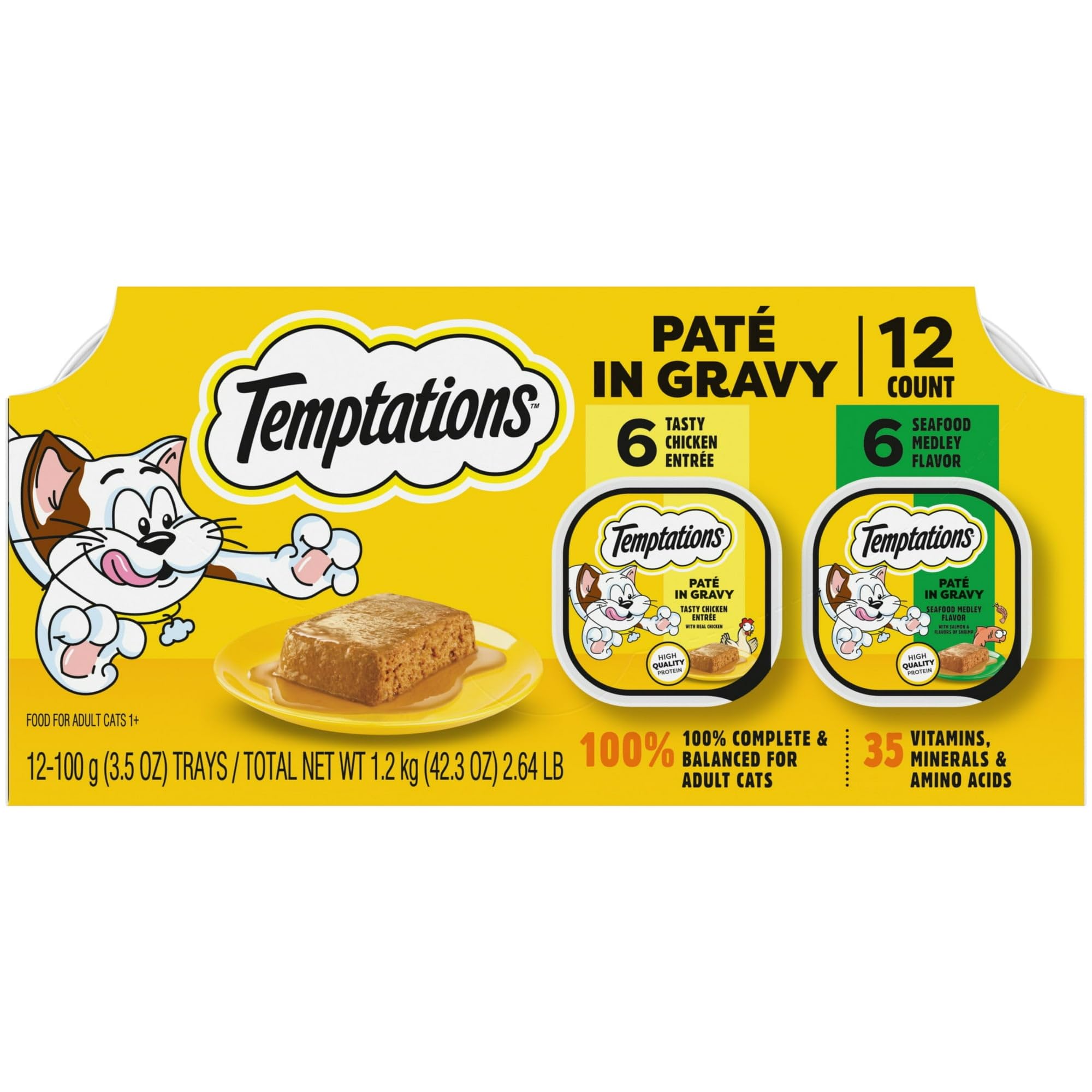 in Gravy Flavor Wet Cat Food Variety Pack, 3.5 Oz Tray (12 Pk), Made with Real Chicken, Salmon Protein to Help Support Strong, H