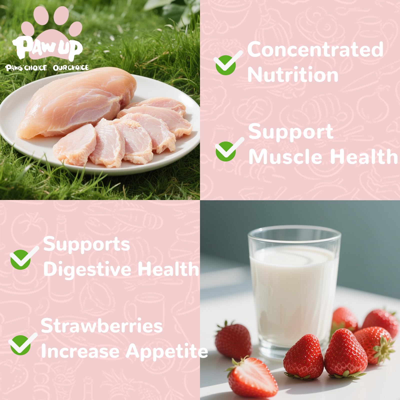 PAWUP Freeze Dried Sheep Milk Yogurt Flavor with Strawberry,Gentle Sheep Milk Dog Treats for Sensitive Stomachs Puppies, 2.8 oz