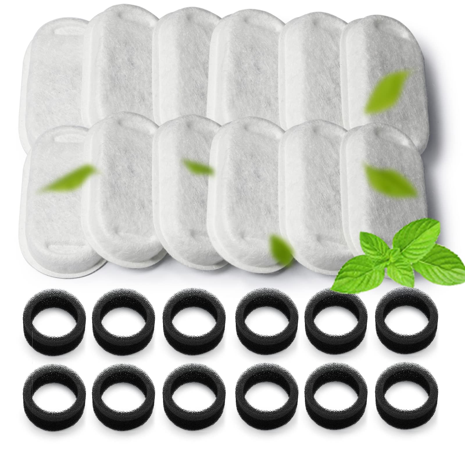 Cat Water Fountain Filters,24 Pack Cat Fountain Replacement Filters for Stainless Steel 67oz/2L Adjustable Water Flow Pet Water 