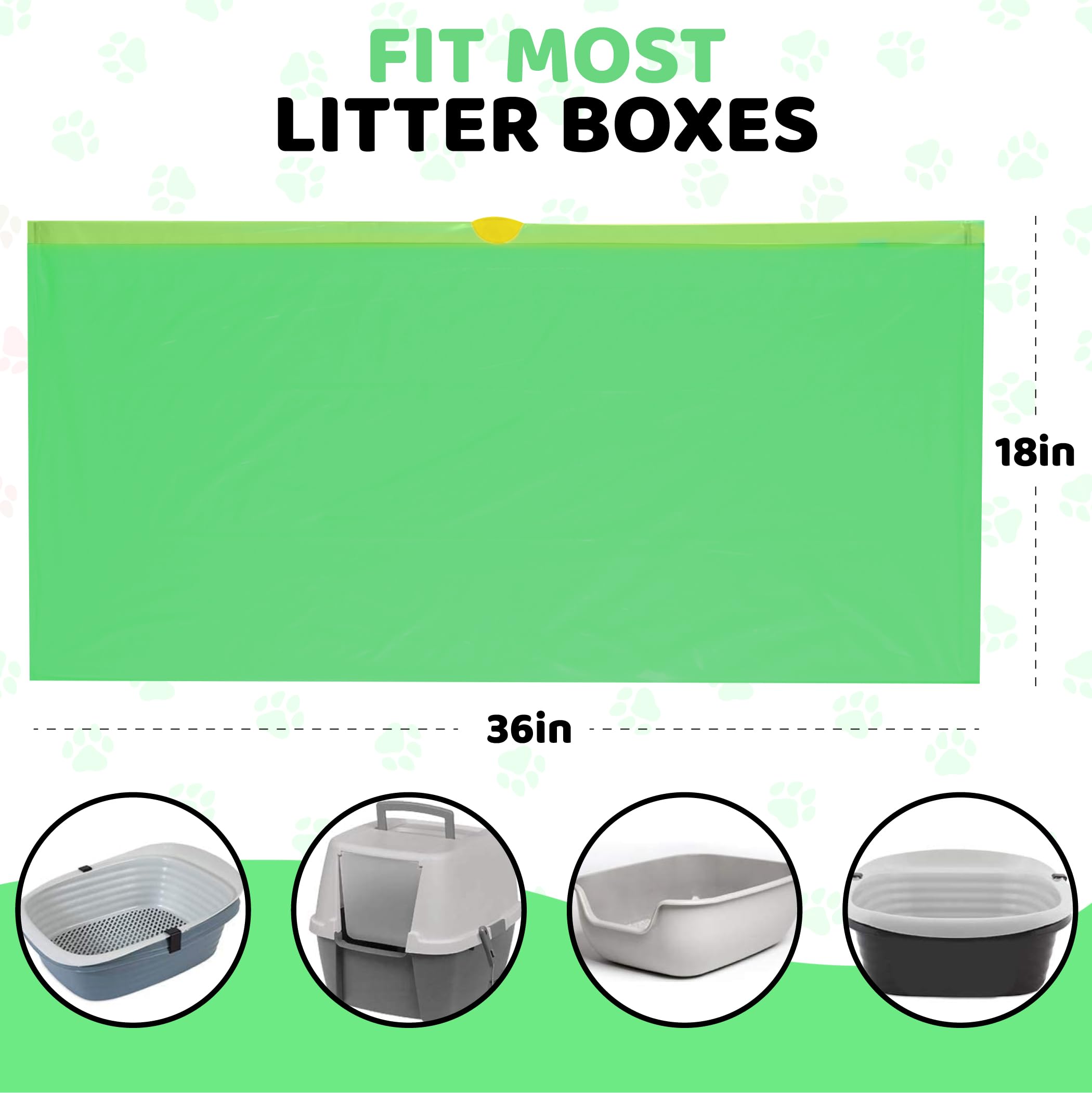 Heavy Duty Jumbo Cat Litter Box Liners 20 Count Cat Waste Liners Green Color