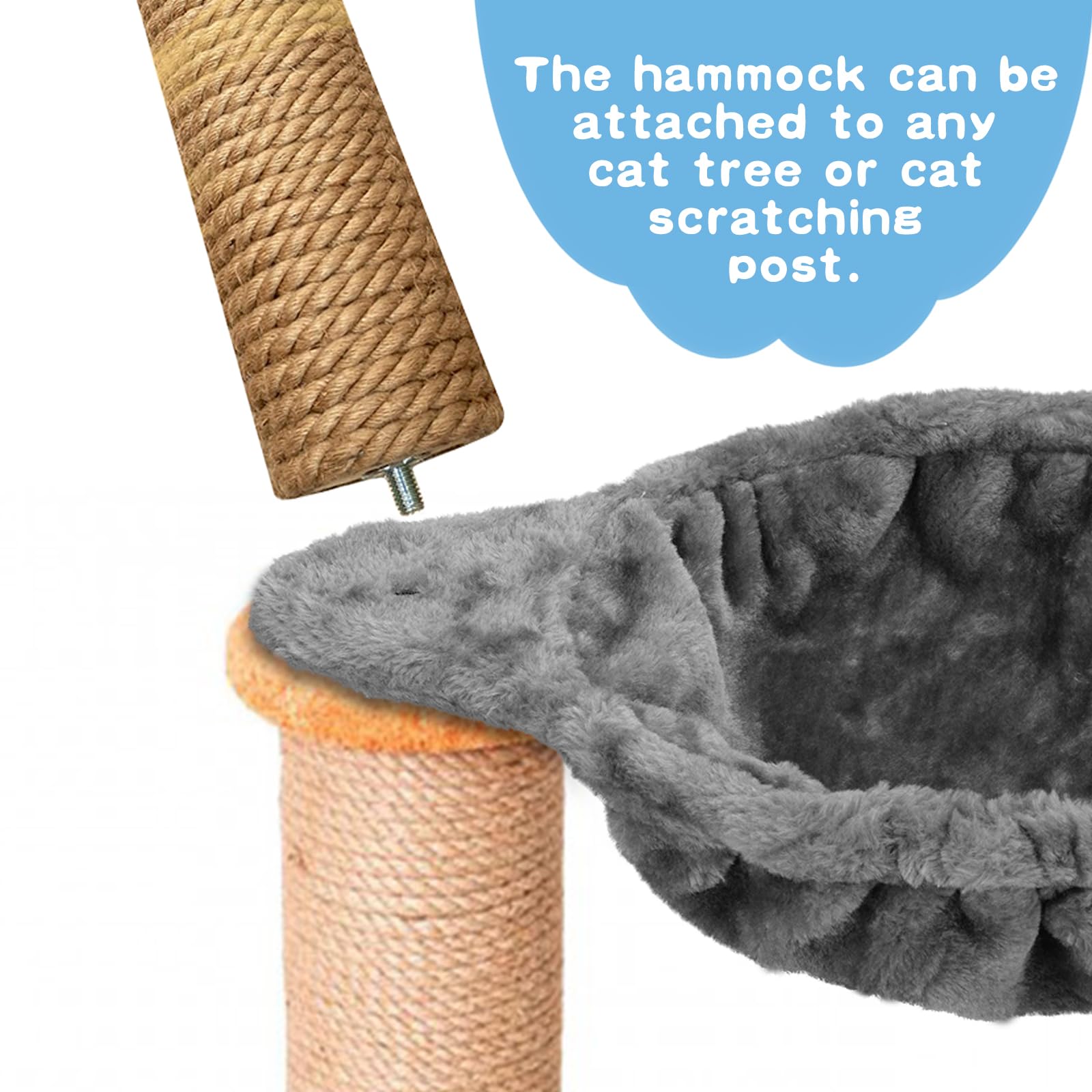 UXIETIN Cozy Cat Tree Hammock for Large Cats - Deep Basket Add-On, Extra Large (12.4), Grey