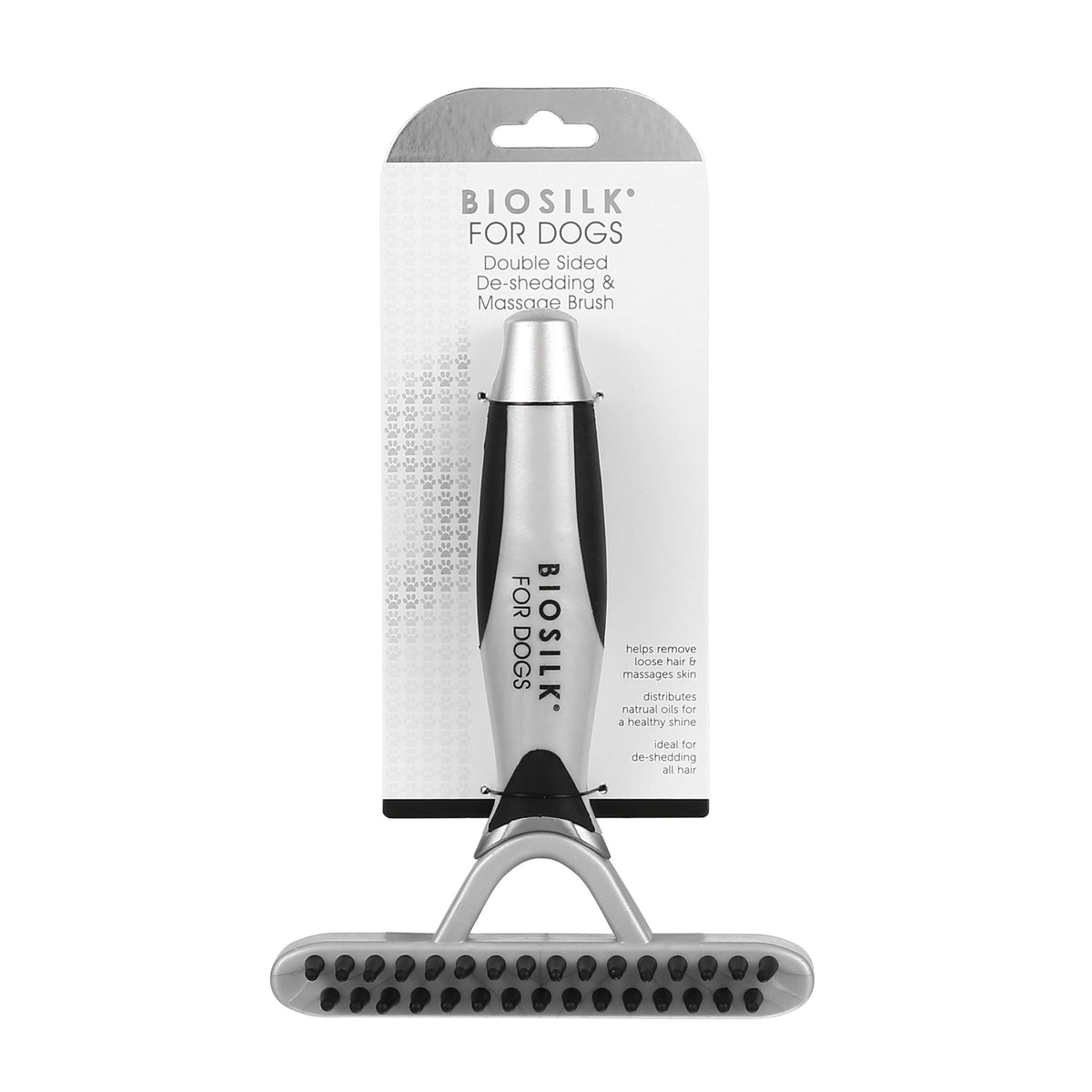 Biosilk New & Improved For Dogs 2 -In-1 De-Shedding Blade And Massage Brush | Removes Mats, Tangles & Loose Hair From Dogs Topco