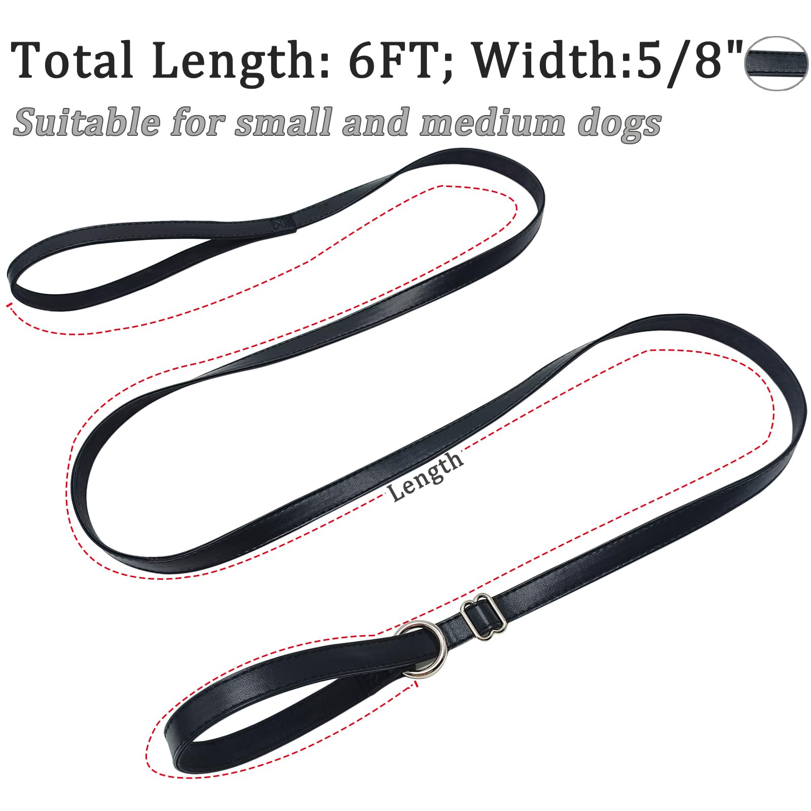 Wyuze Leather Dog Leash Slip Style, 6 Ft 5/8'' Wide Soft Leather Slip Lead And Collar, No-Pull Training Leash For Small Medium D