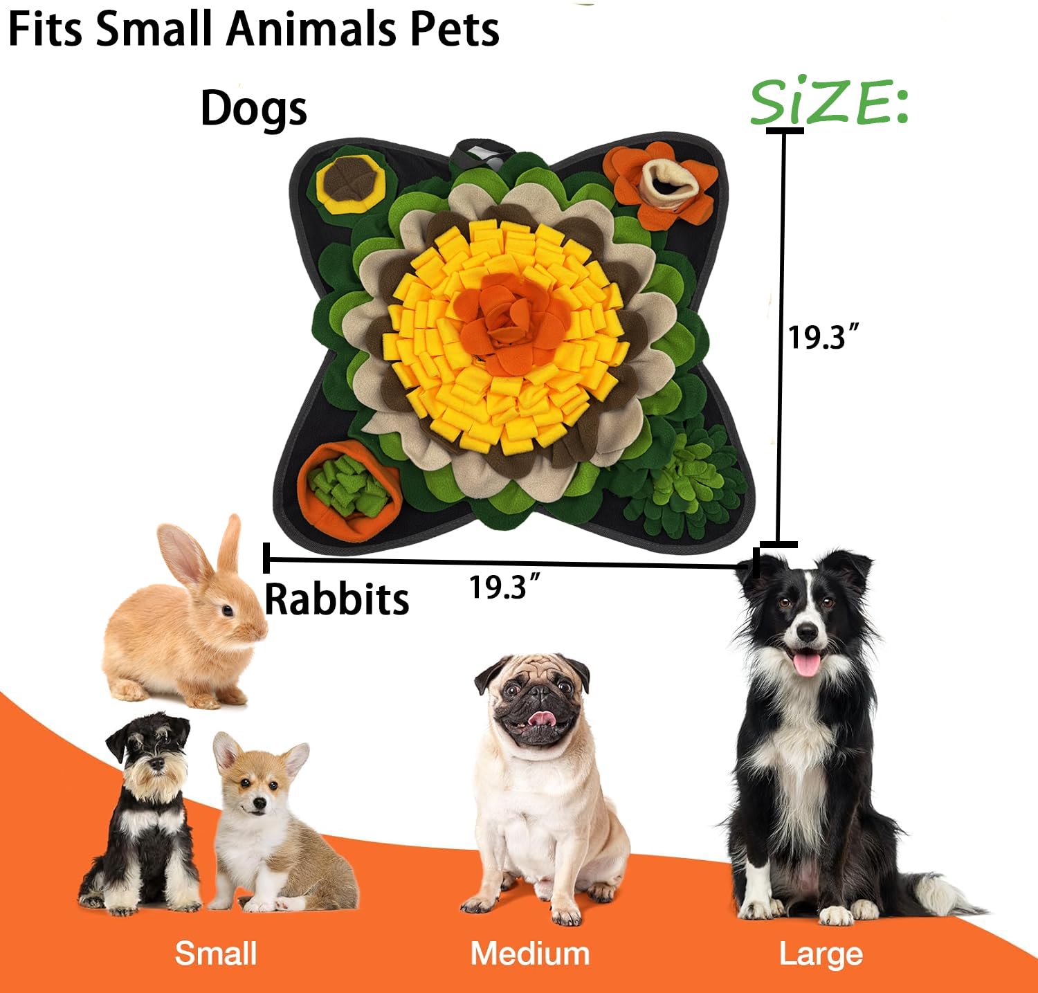 Dliduy Rabbit Foraging Mat Snuffle Mat, Feeding Mat Interactive Feeding Puzzle Toy, Pet Sniffing Training Mat for Dogs, Hamsters