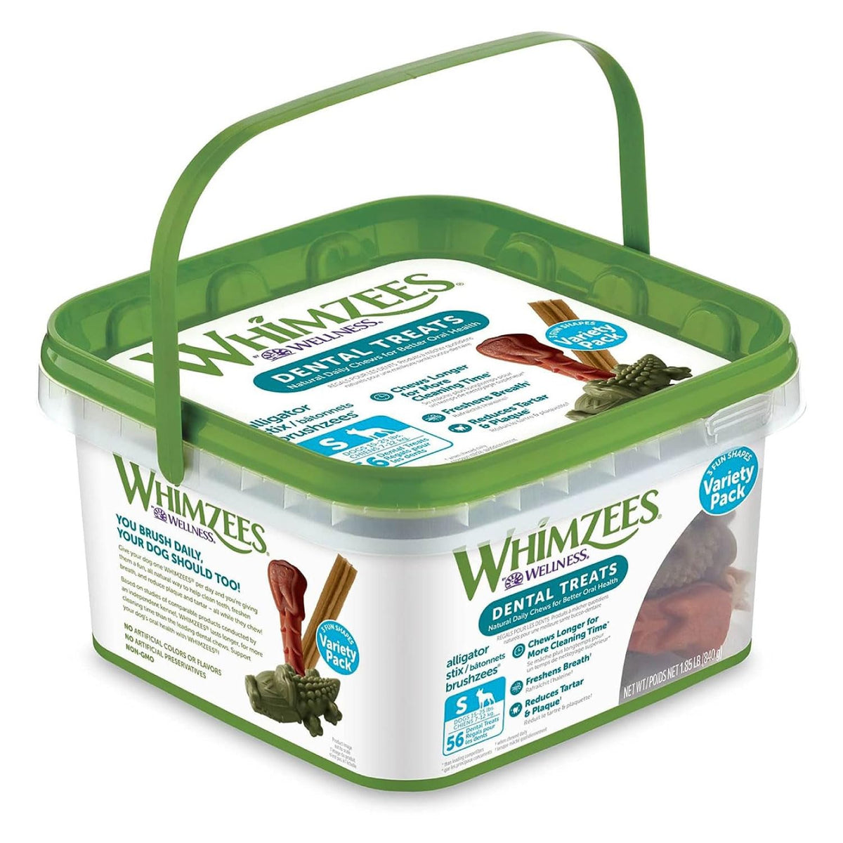 Whimzees Wellness Variety Pack Dog Dental Treats, Natural Chews, Small Size, (56 Count)