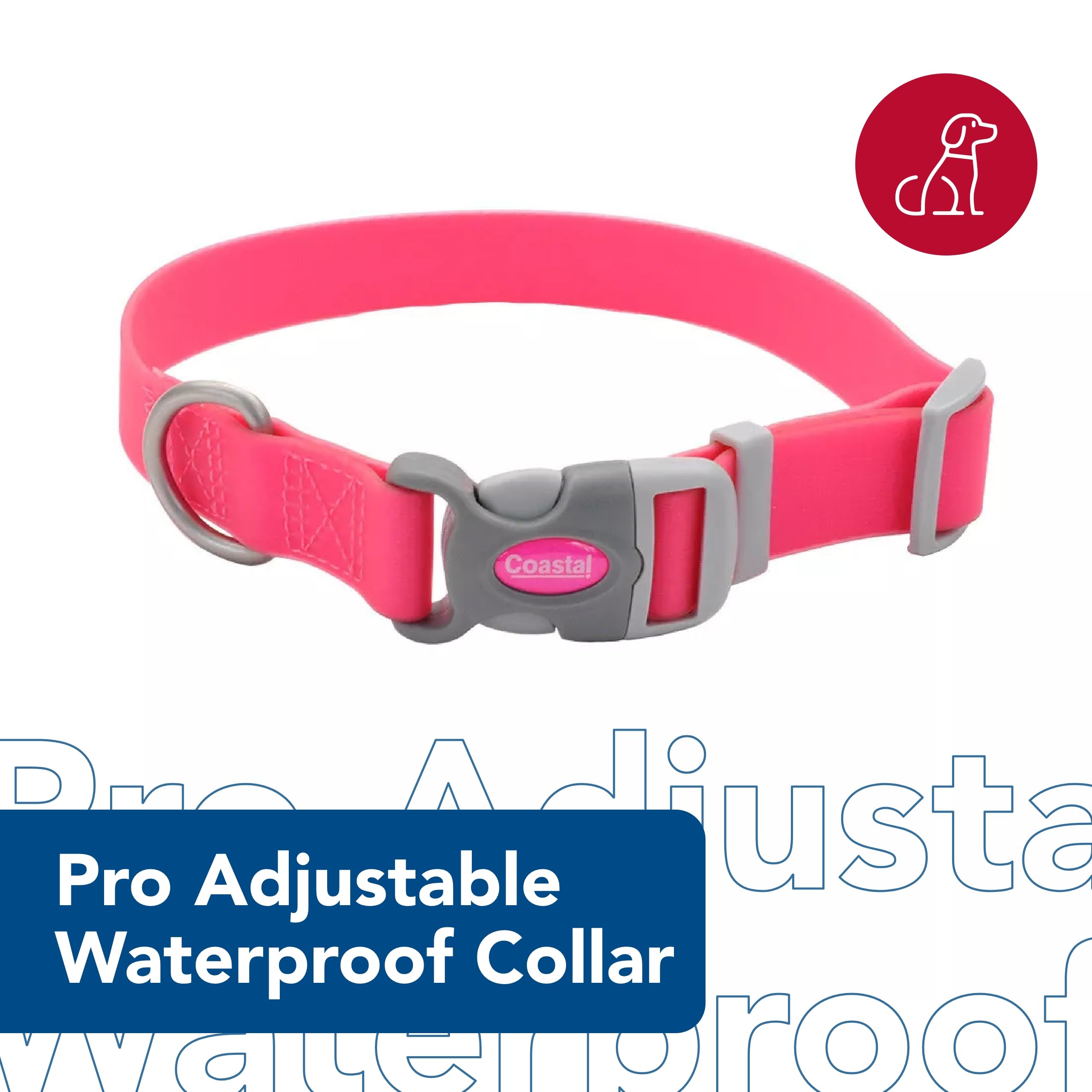 Coastal Pet - Pro Adjustable Waterproof Dog Collar With Waterproof Coated Webbing - Lime Green - 3/4    X 10''-14