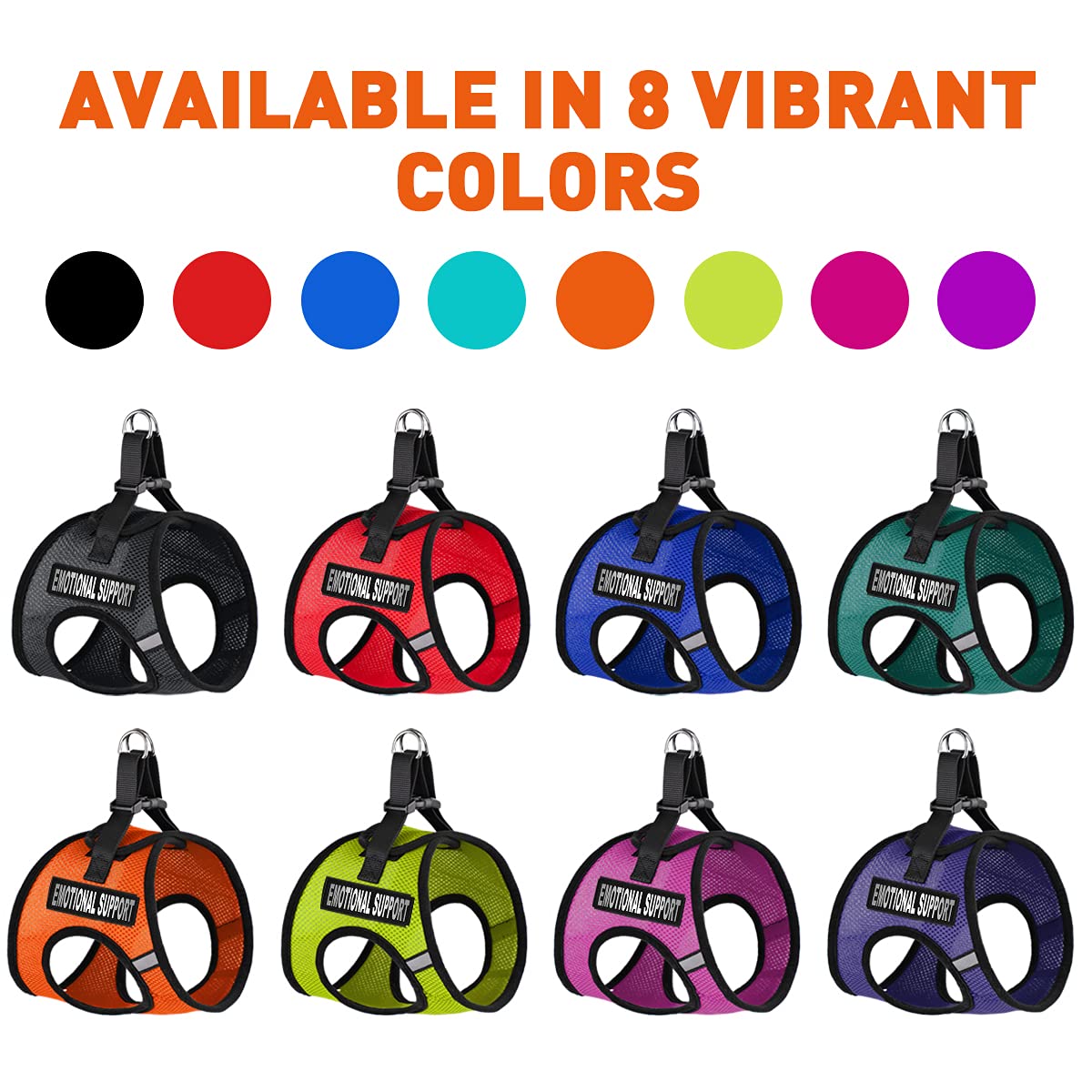 Dogline York Step In Mesh Dog Harness With Emotional Support Patches No Choke Pet Vest Soft Gentle Padded Chest Halter For Puppies Small Medium And Large Dogs 24-26 Inches Girth Purple