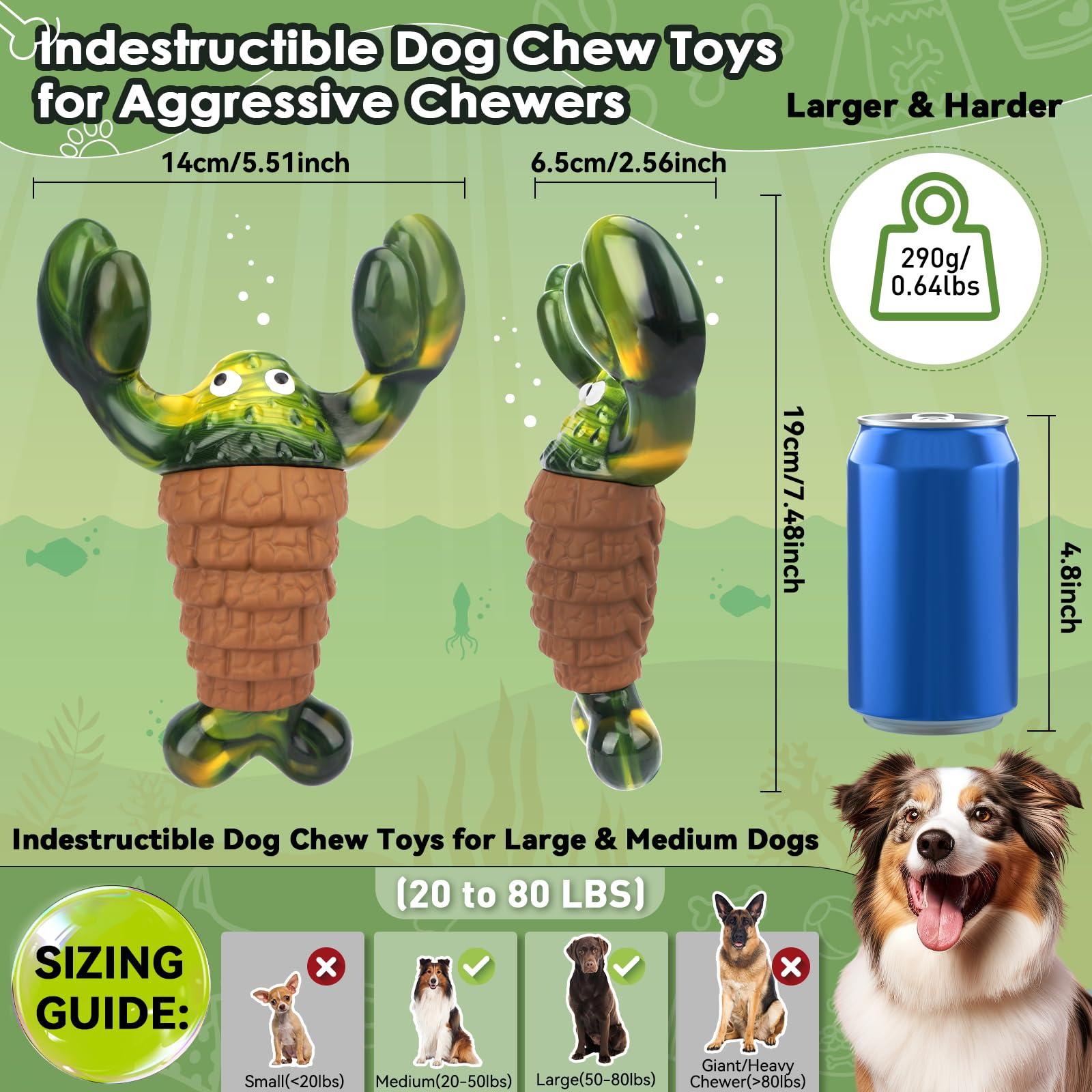 Bikiisen Squeaky Dog Toys For Aggressive Chewers For Large Dogs, Interactive Dog Chew Toy To Keep Them Busy, Indestructible Sque