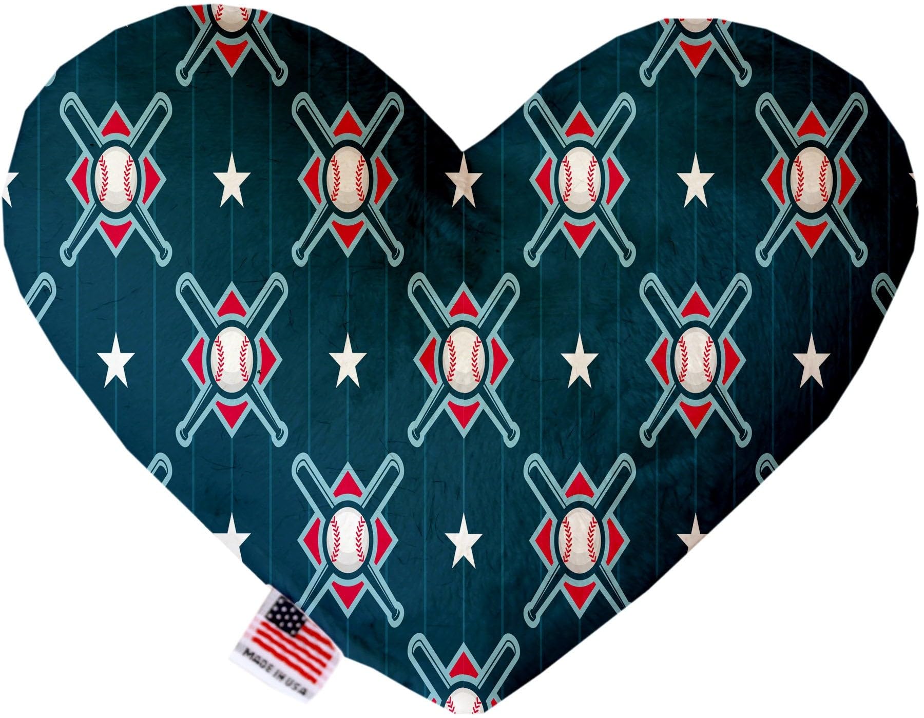 Pet and Dog Plush Heart or Bone Toy, "Sports Fan Group" (Available in different sizes, and 4 different pattern options!) Bats & Balls 8" Plush Heart