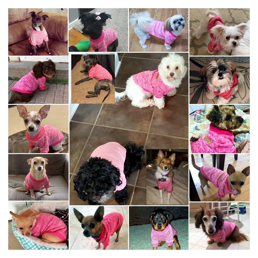 Chborless Pet Dog Classic Knitwear Sweater Warm Winter Puppy Pet Coat Soft Sweater Clothing For Small Dogs (M, Rose)