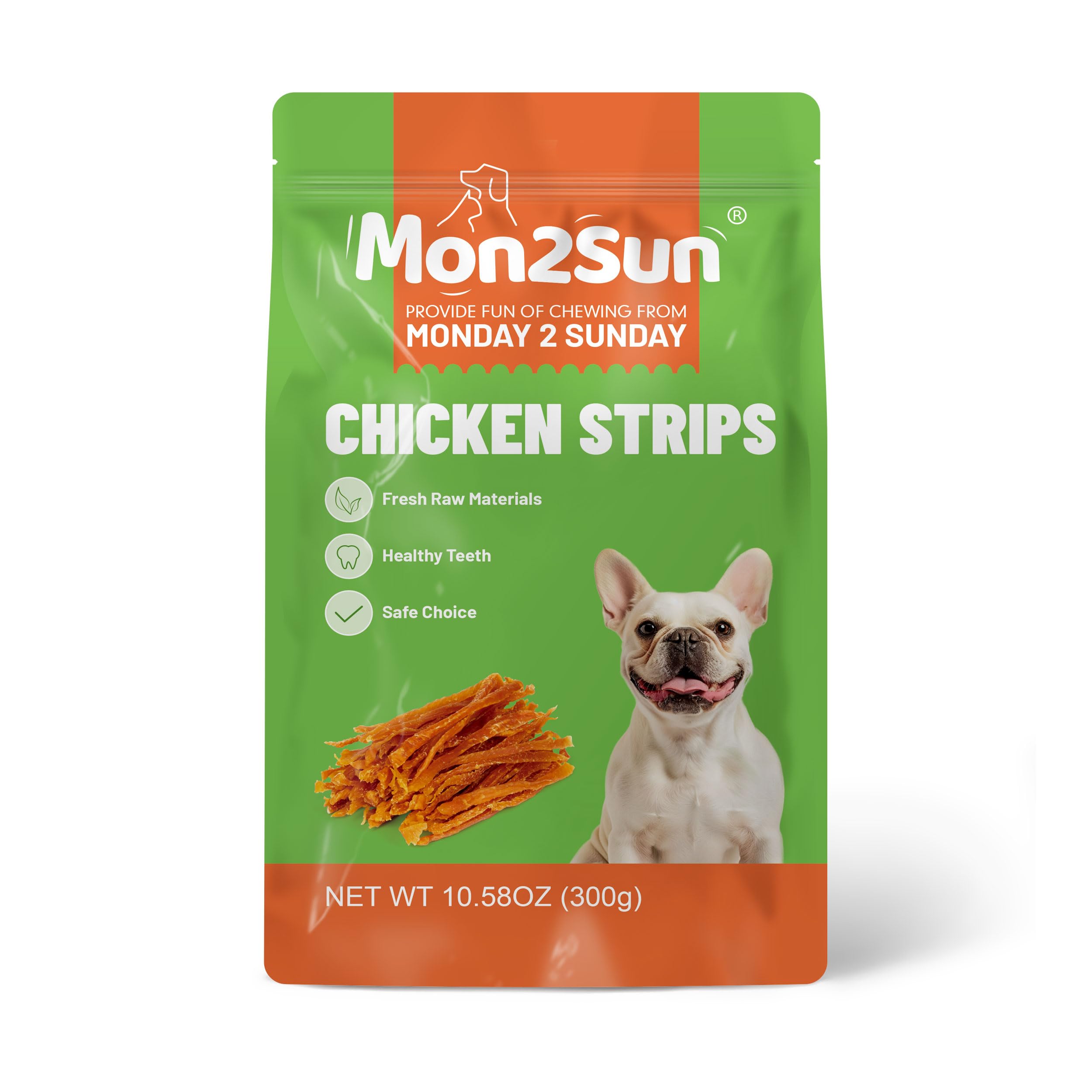 MON2SUN Dog Treats, Chicken Jerky Strips for Small Dogs, High Protein & Grain Free Snacks, Easy to Digest Training Treats (Chick